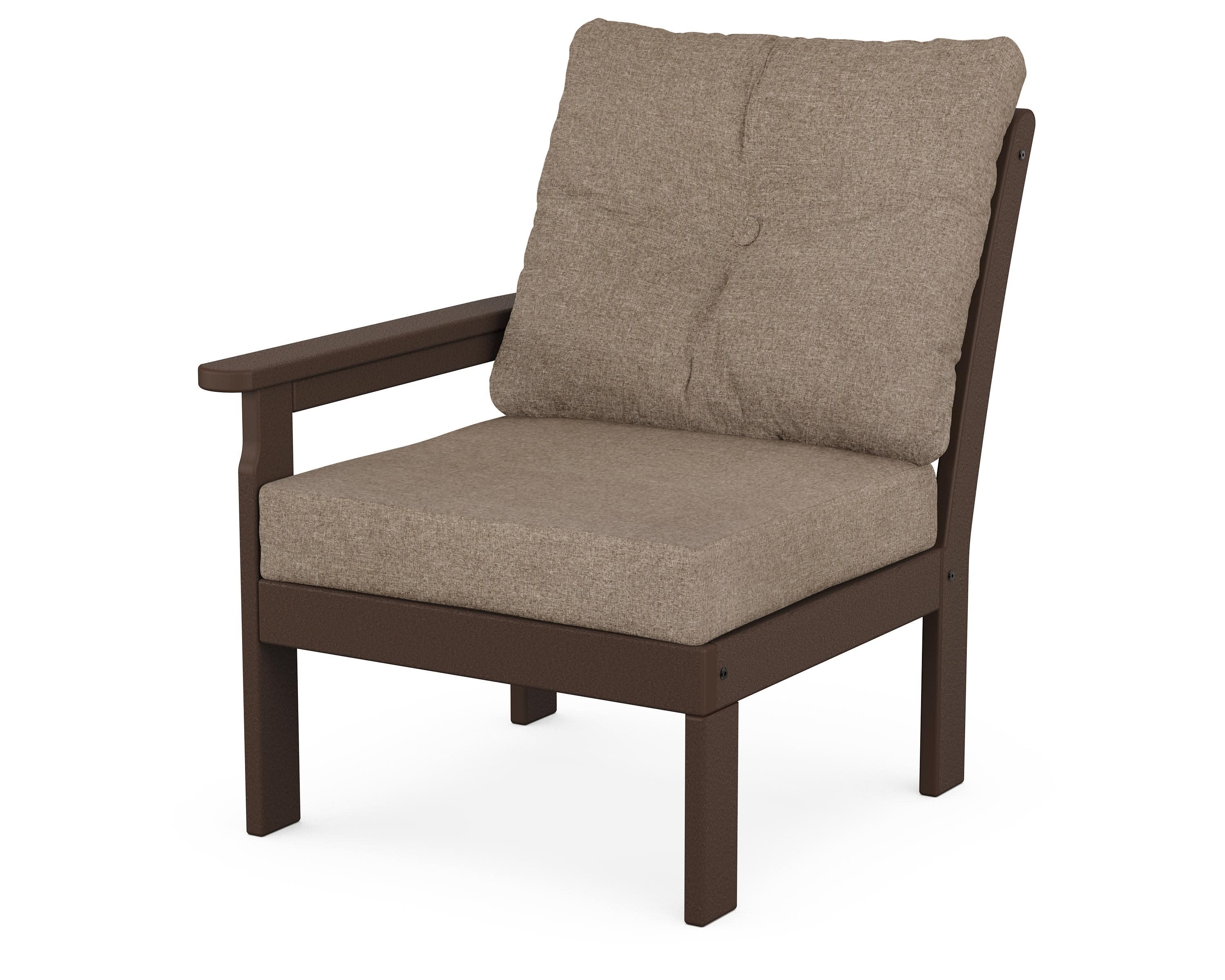 Vineyard Modular Left Arm Chair in Mahogany / Spiced Burlap