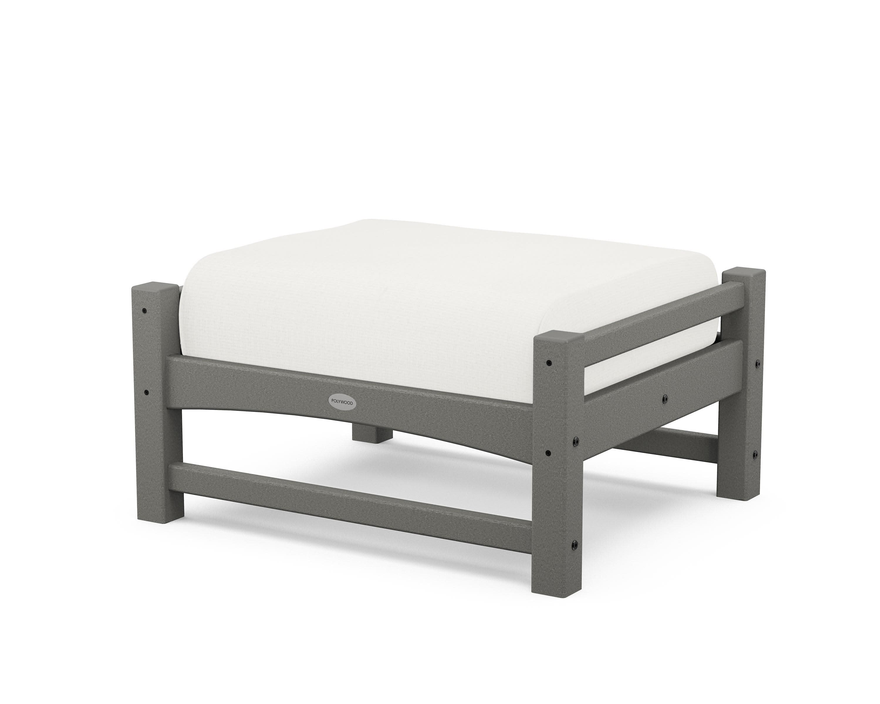 Club Ottoman in Slate Grey / Natural Linen