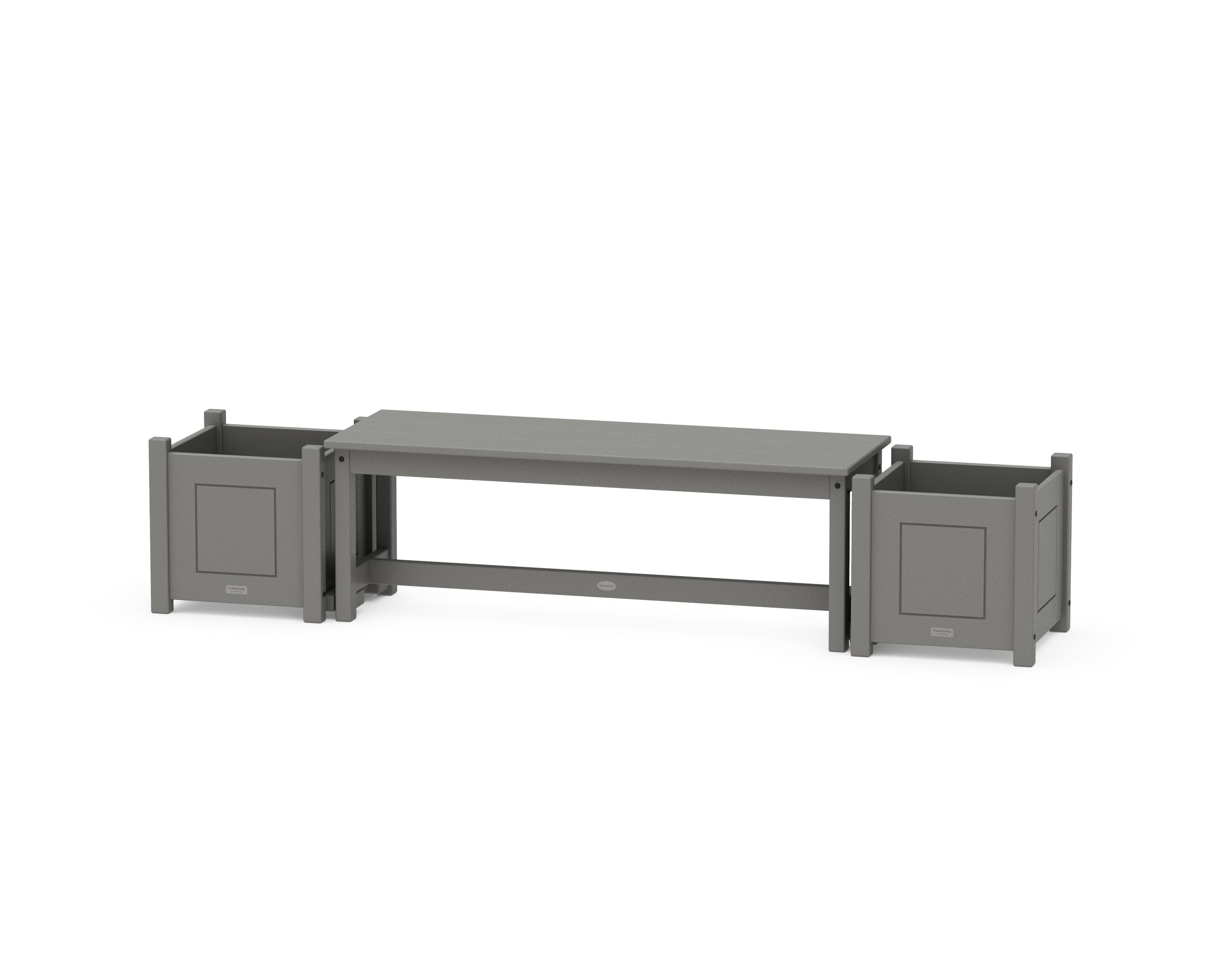 48" Country Living Straight Planter Bench Set in Slate Grey