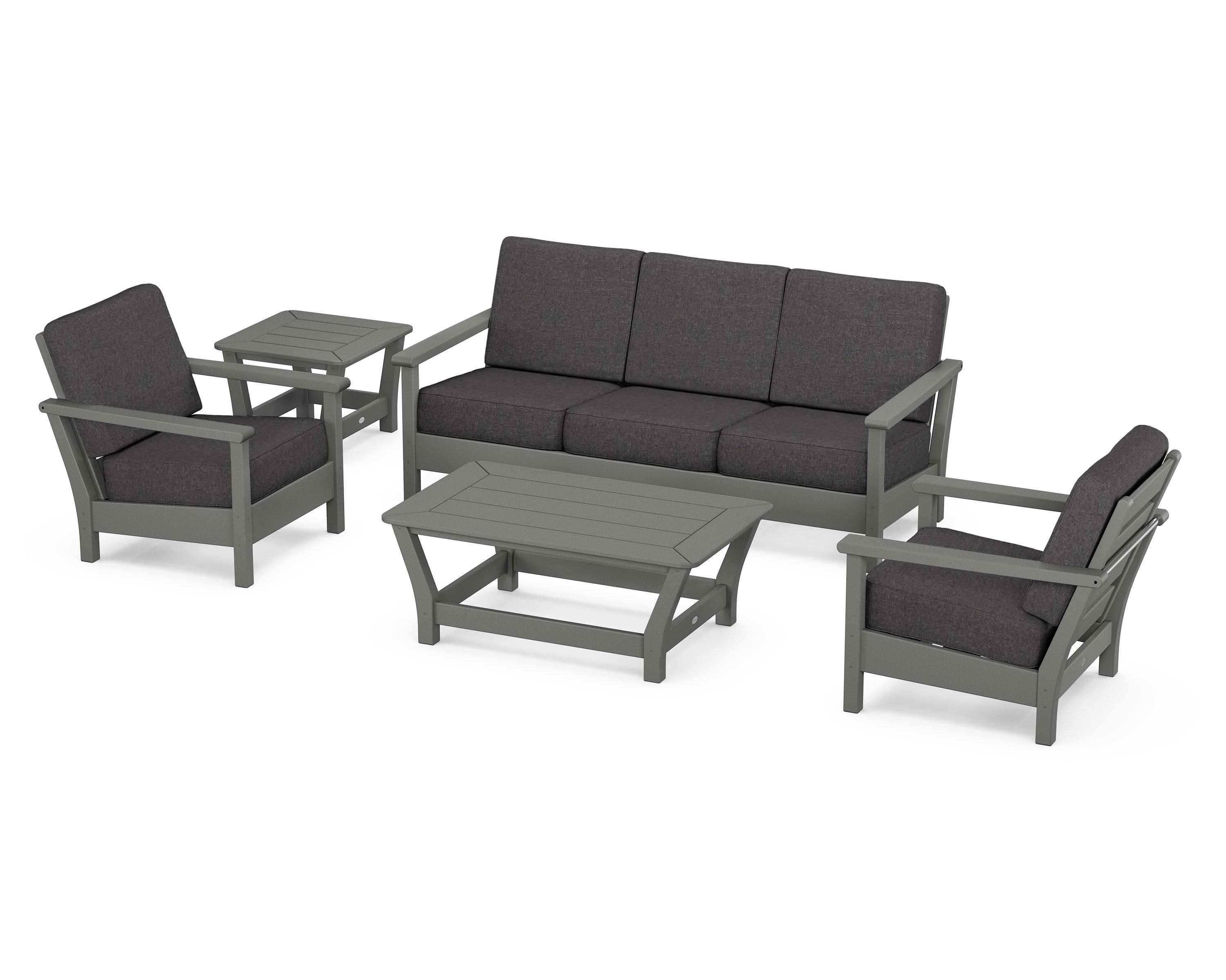 Harbour 5-Piece Deep Seating Set in Slate Grey / Ash Charcoal