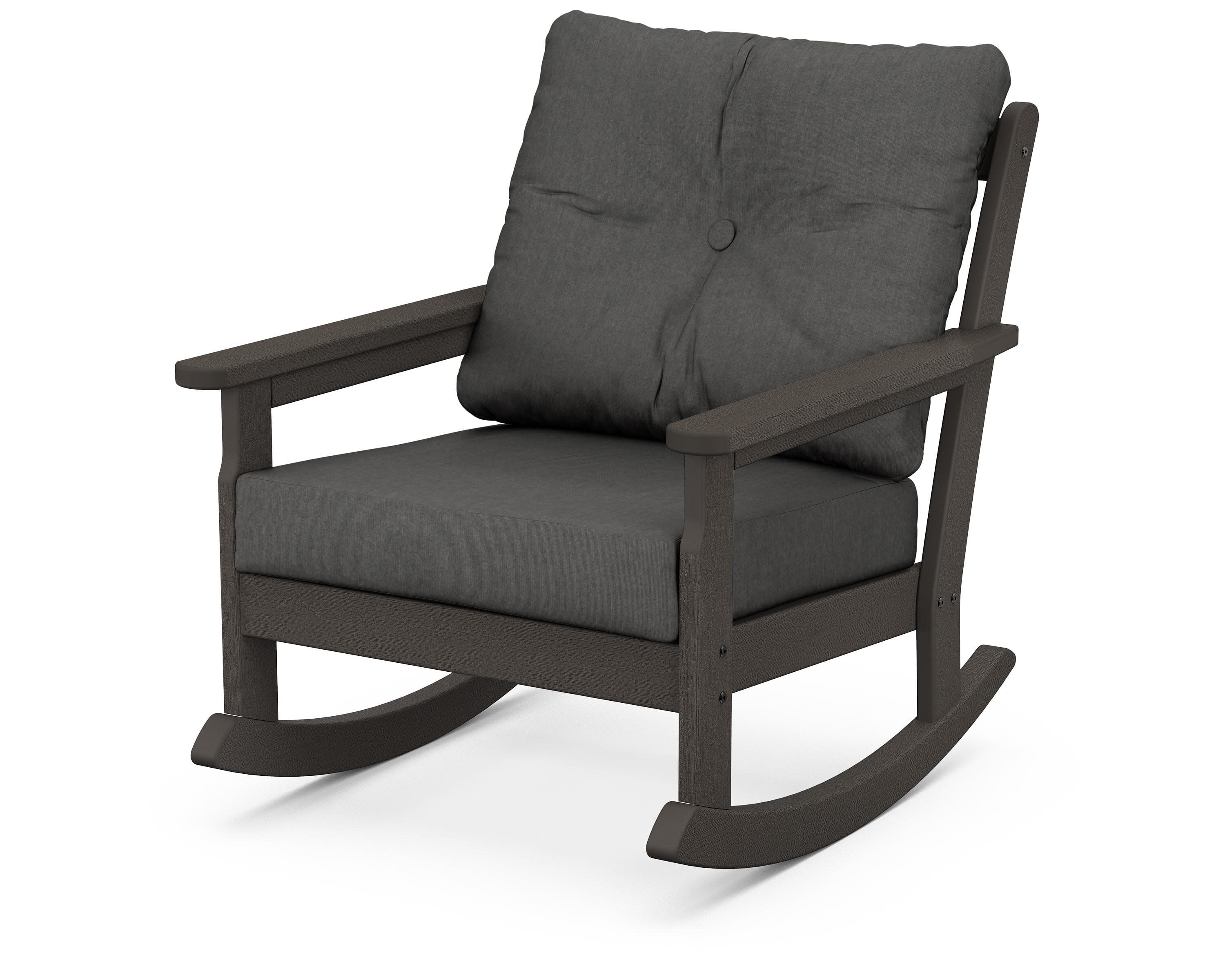 Vineyard Deep Seating Rocking Chair in Vintage Coffee / Spectrum Carbon