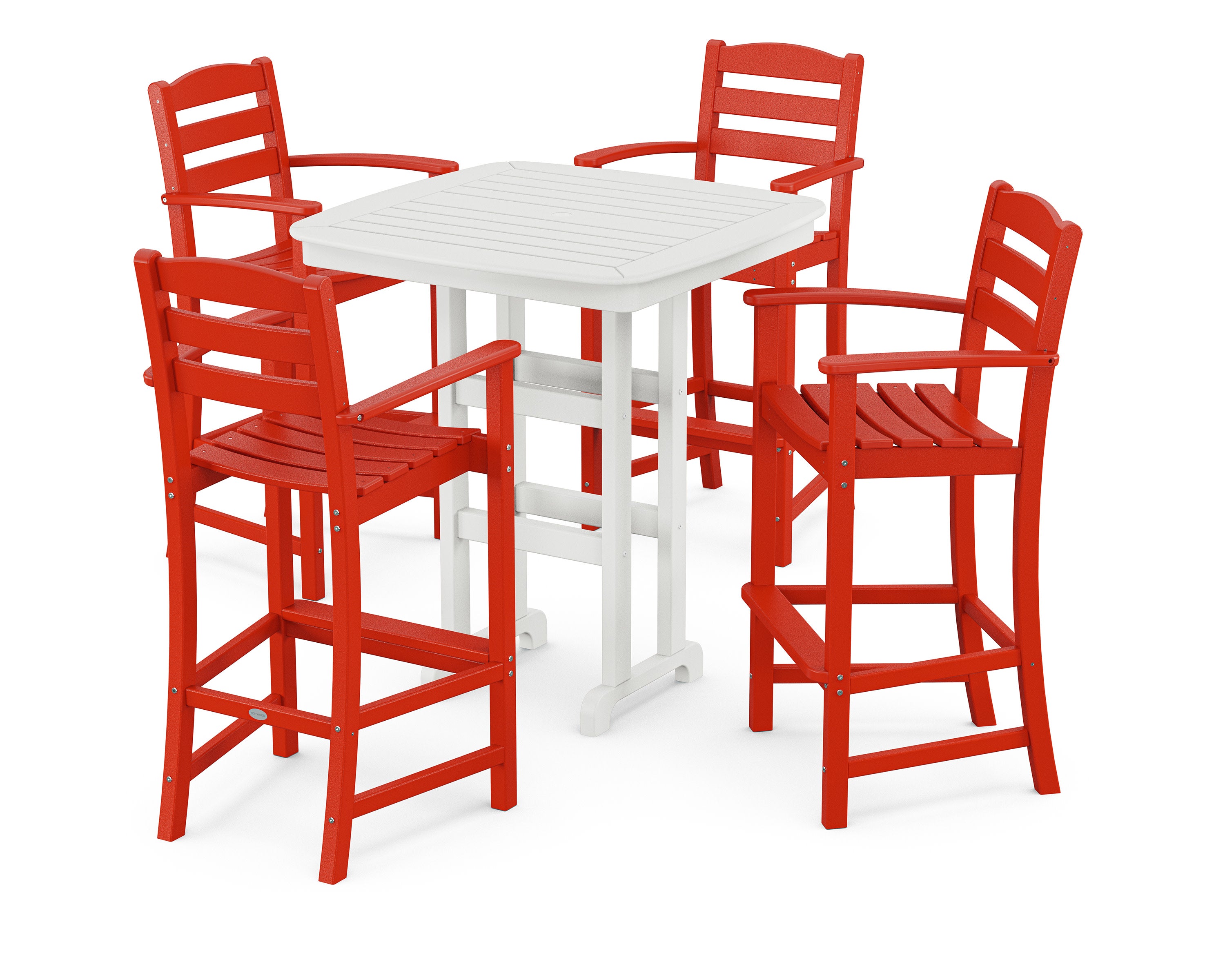 La Casa Caf 5-Piece Bar Set in Sunset Red / White