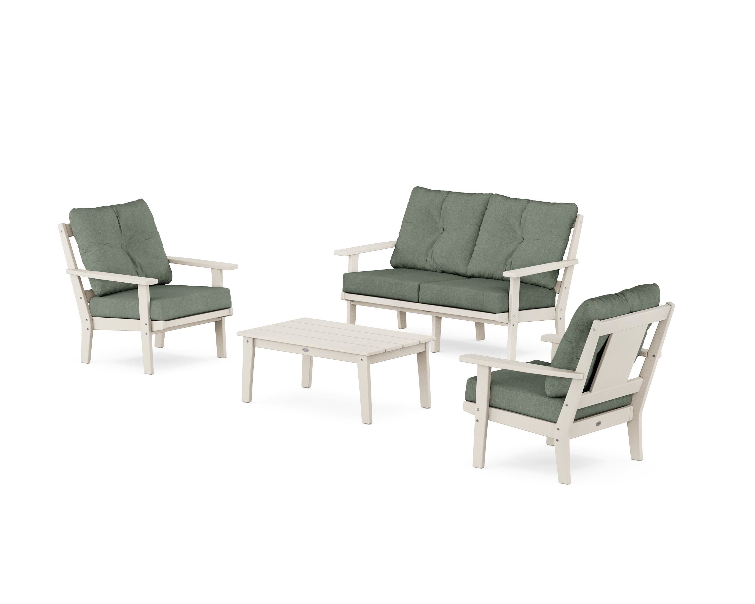 Prairie 4-Piece Deep Seating Set with Loveseat in Sand / Cast Sage