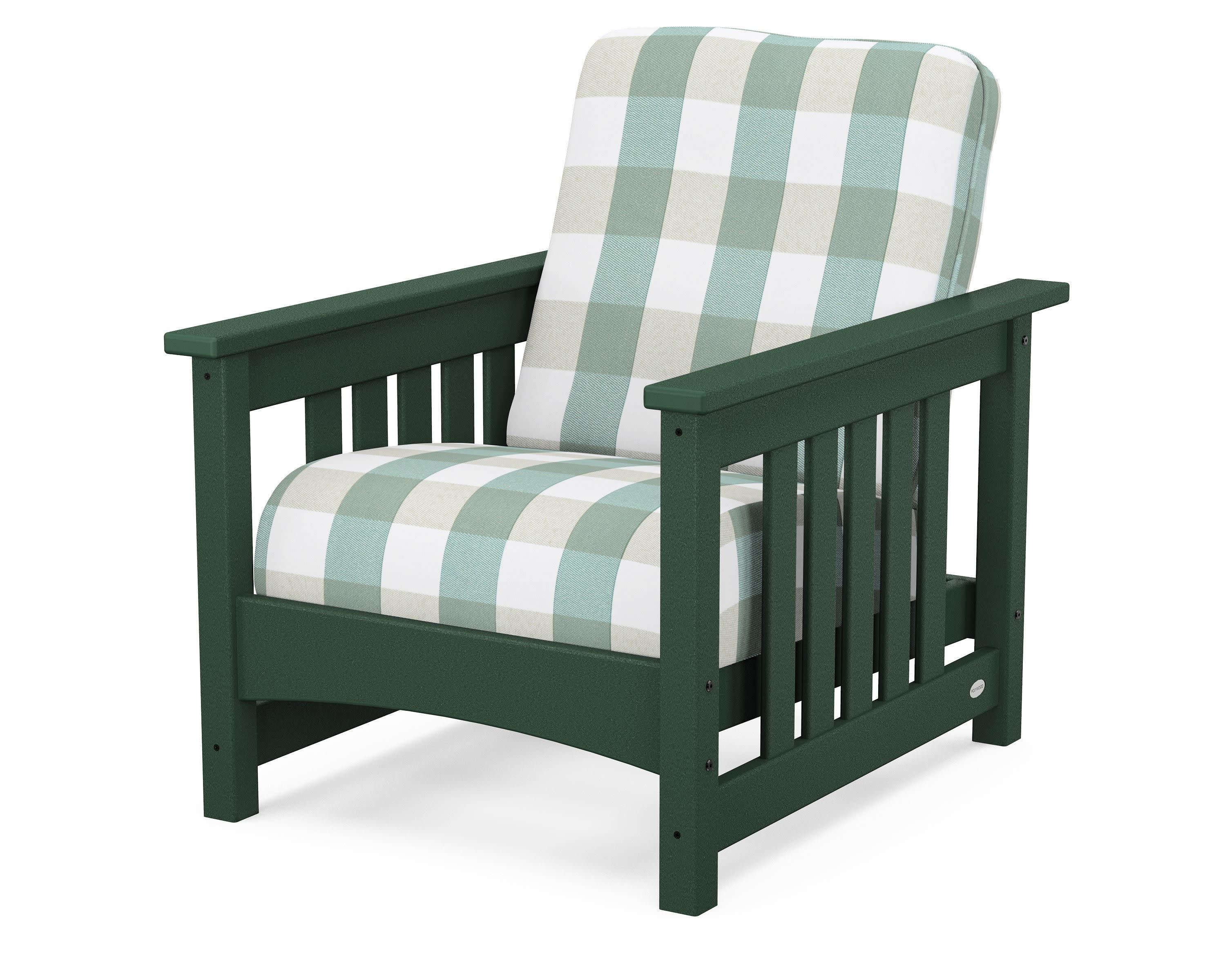 Club Mission Chair in Green / Buffalo Plaid Glacier Spa
