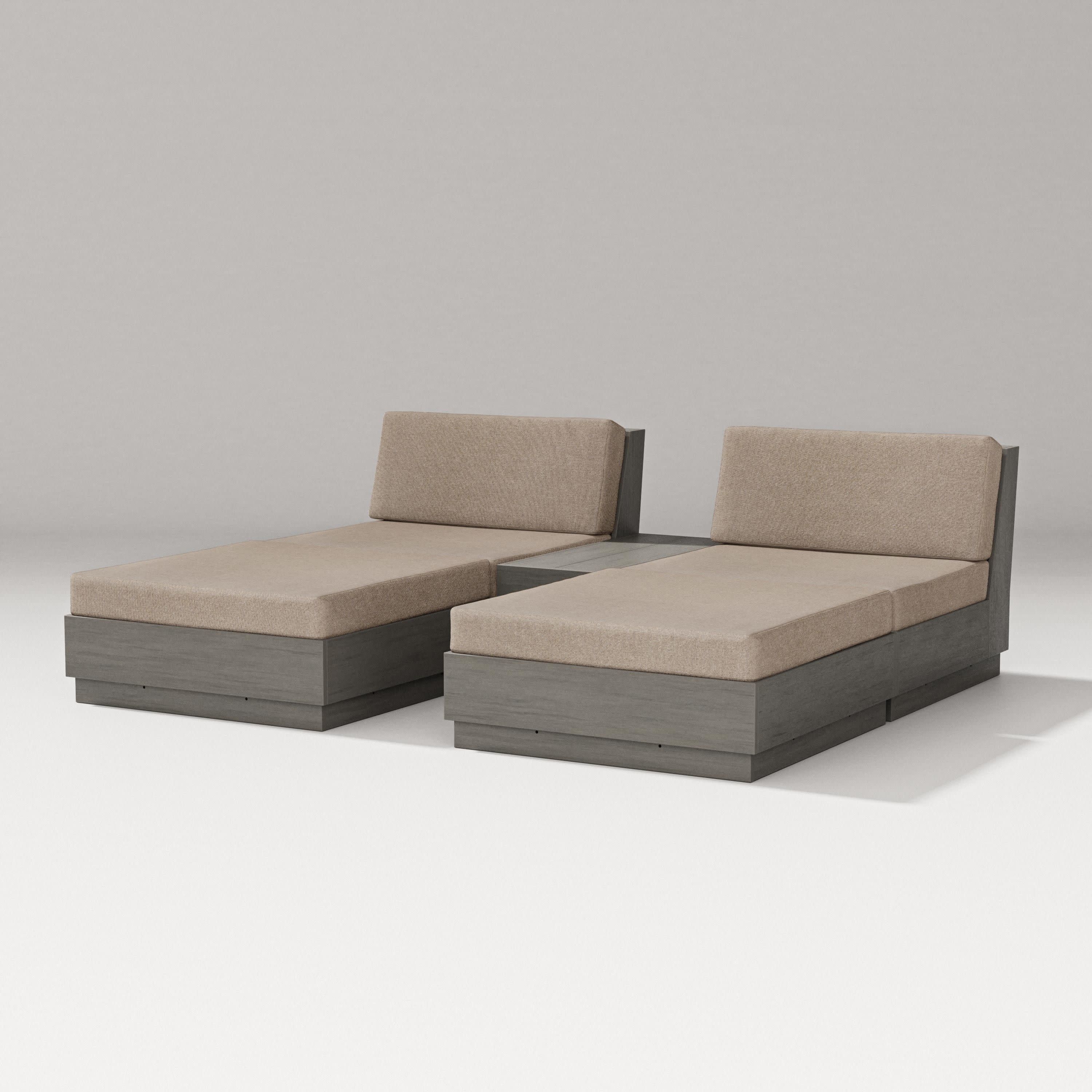 Elevate Double Chaise Set in Driftwood / Spiced Burlap