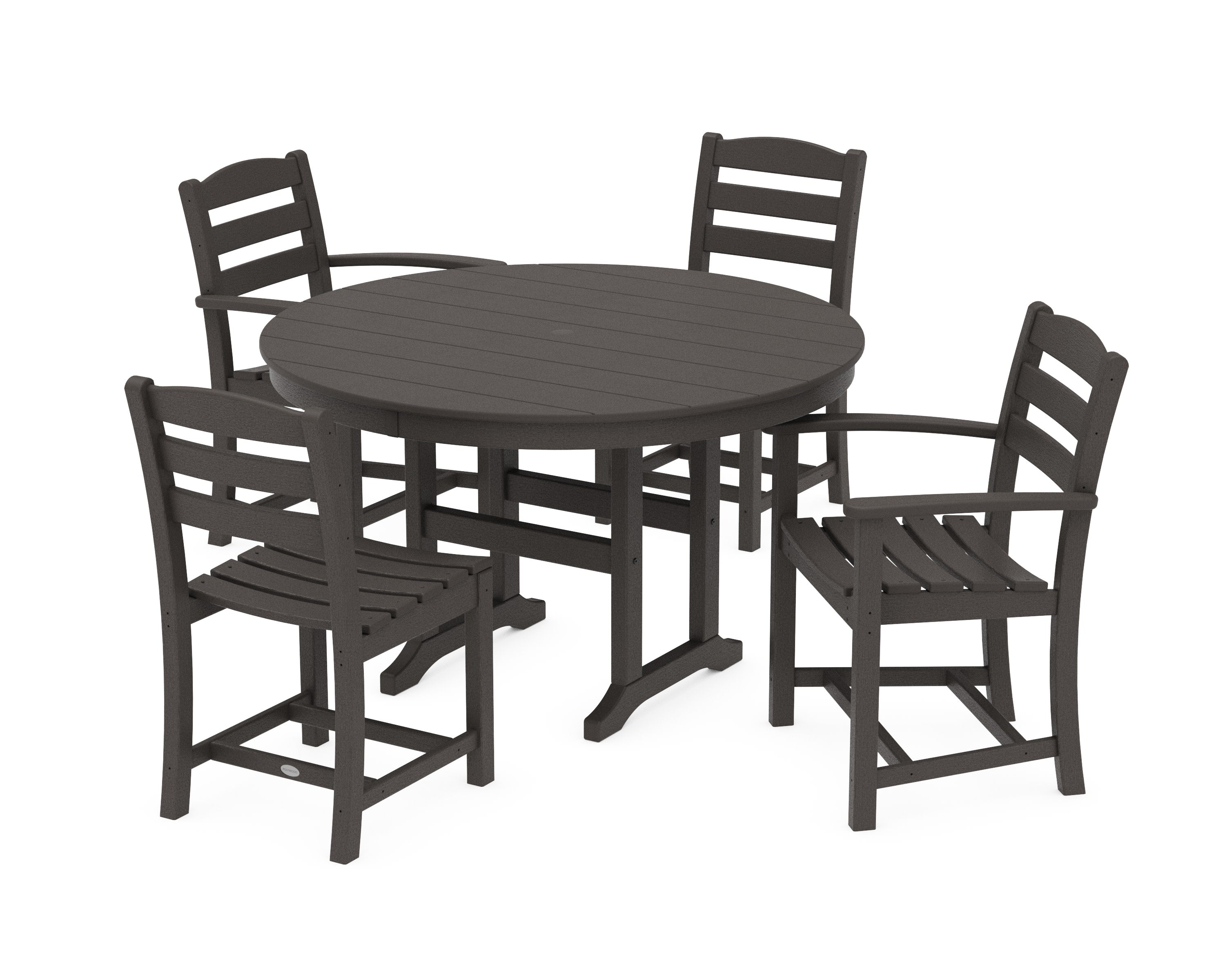 La Casa Caf 5-Piece Round Farmhouse Dining Set in Vintage Coffee