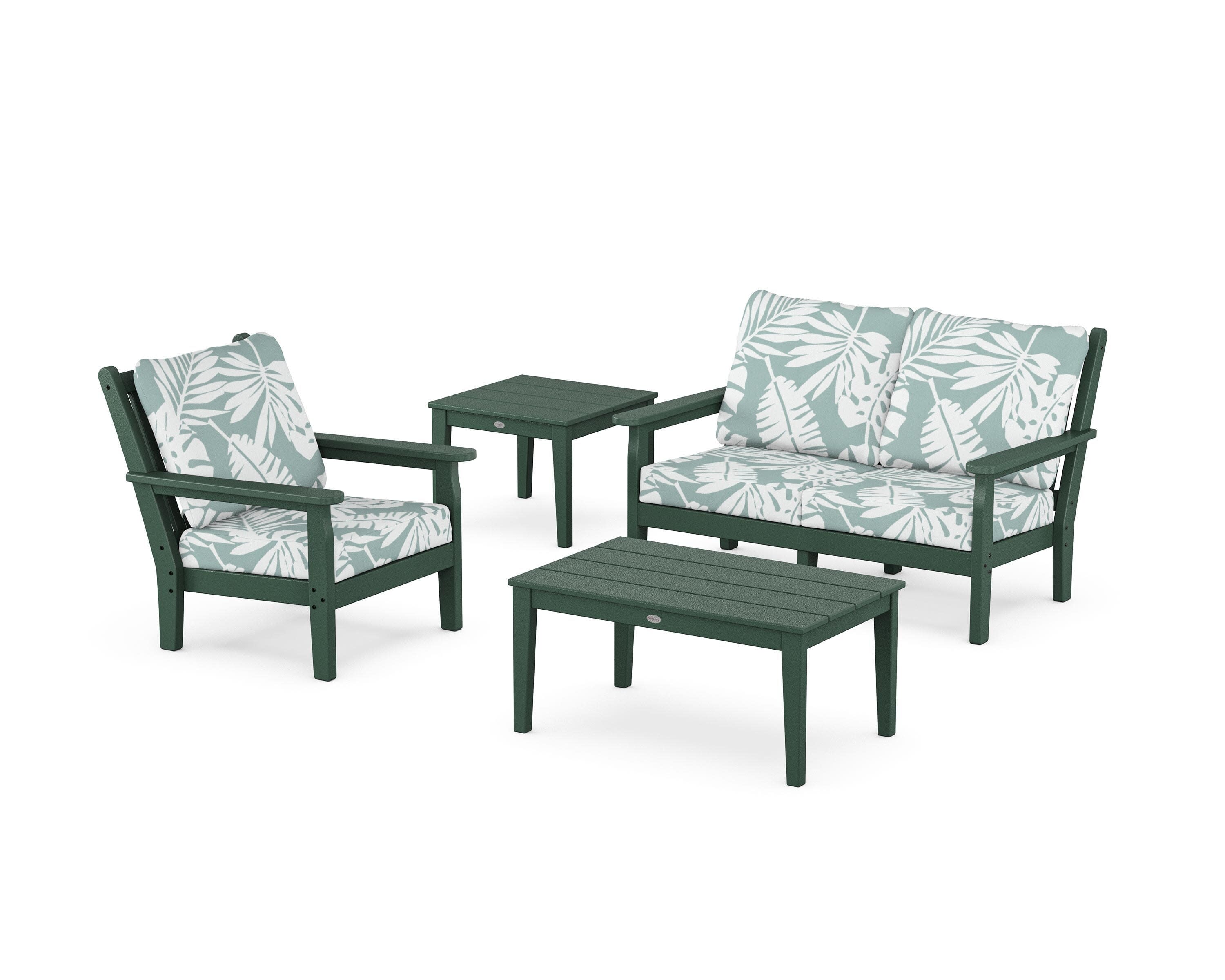 Chippendale 4-Piece Deep Seating Set in Green / Leaf Glacier Spa