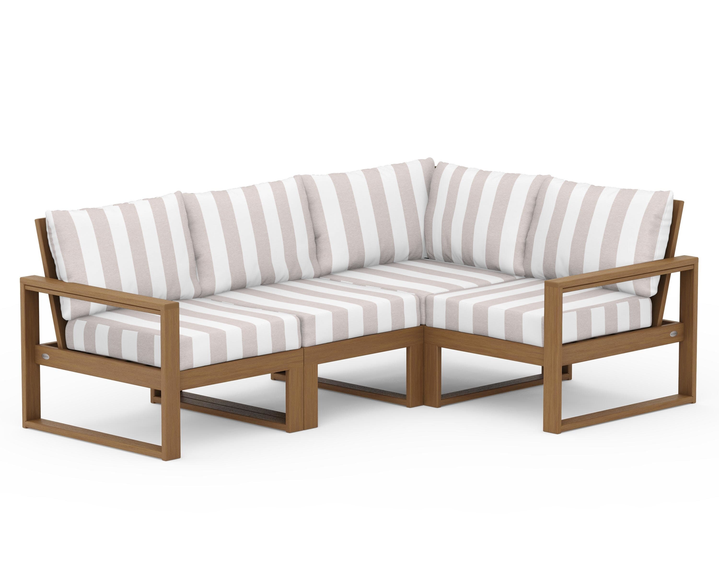 EDGE 4-Piece Modular Deep Seating Set in Natural / Cabana Stripe Dune Burlap