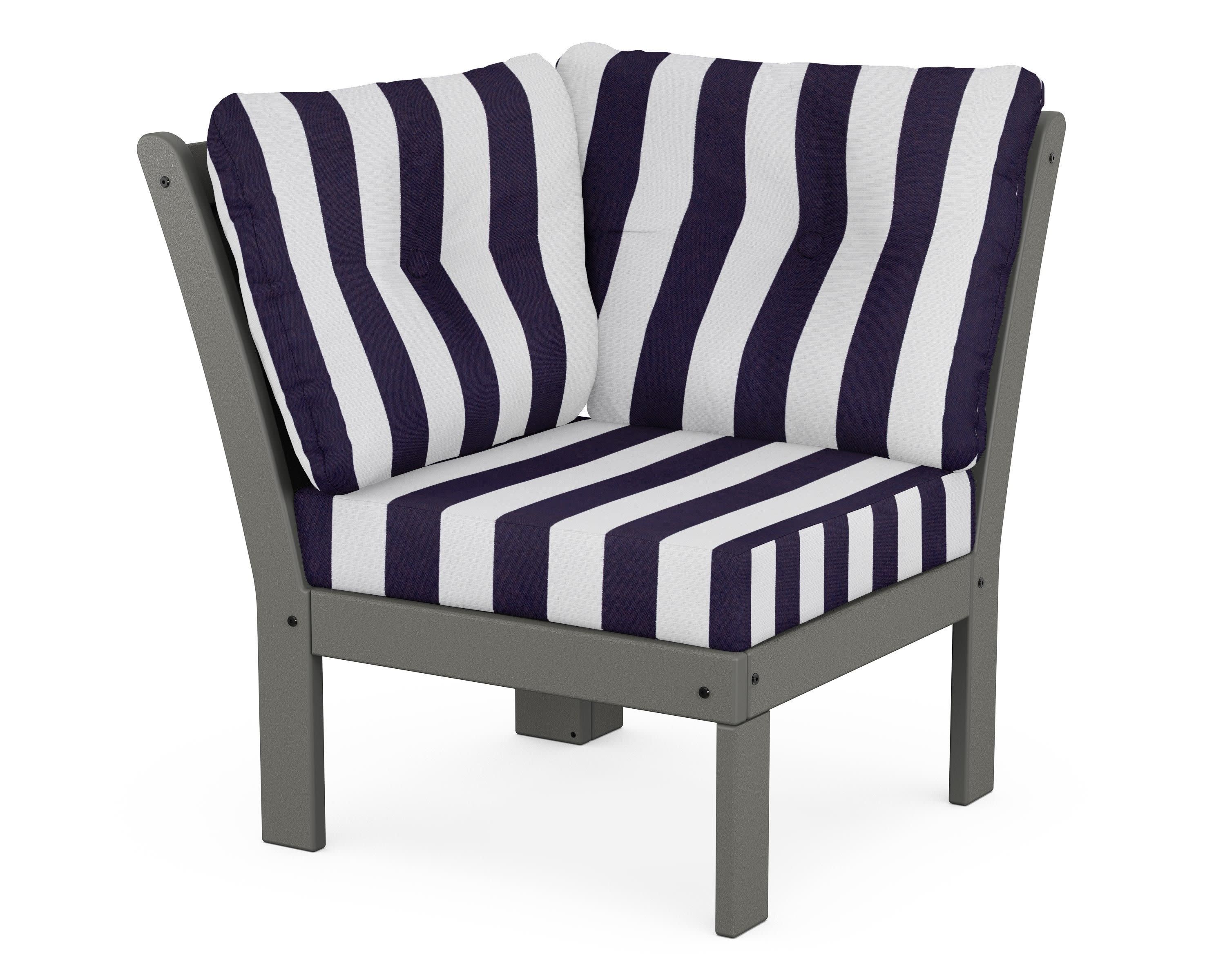 Vineyard Modular Corner Chair in Slate Grey / Cabana Stripe Navy