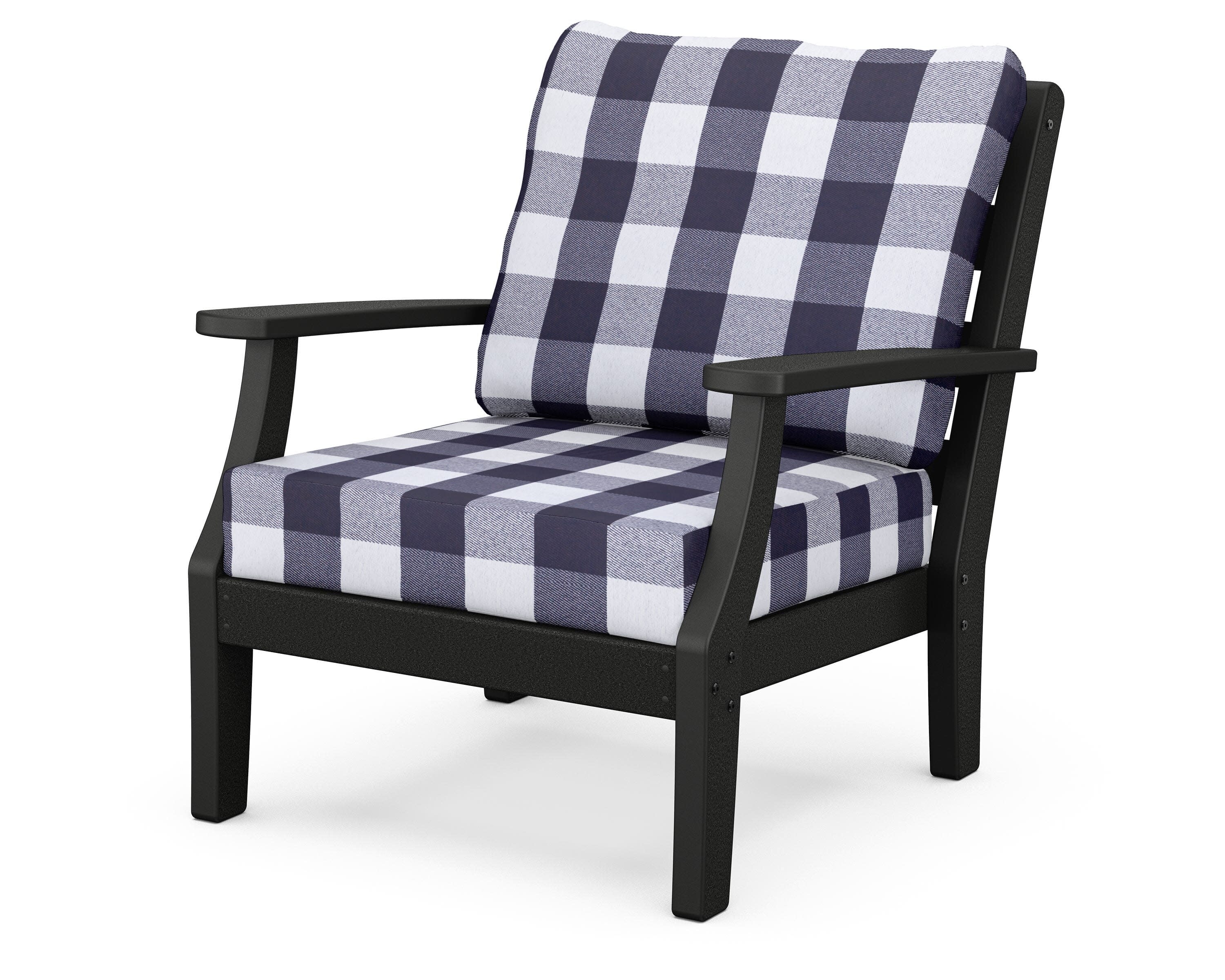 Chesapeake Deep Seating Chair in Black / Buffalo Plaid Navy