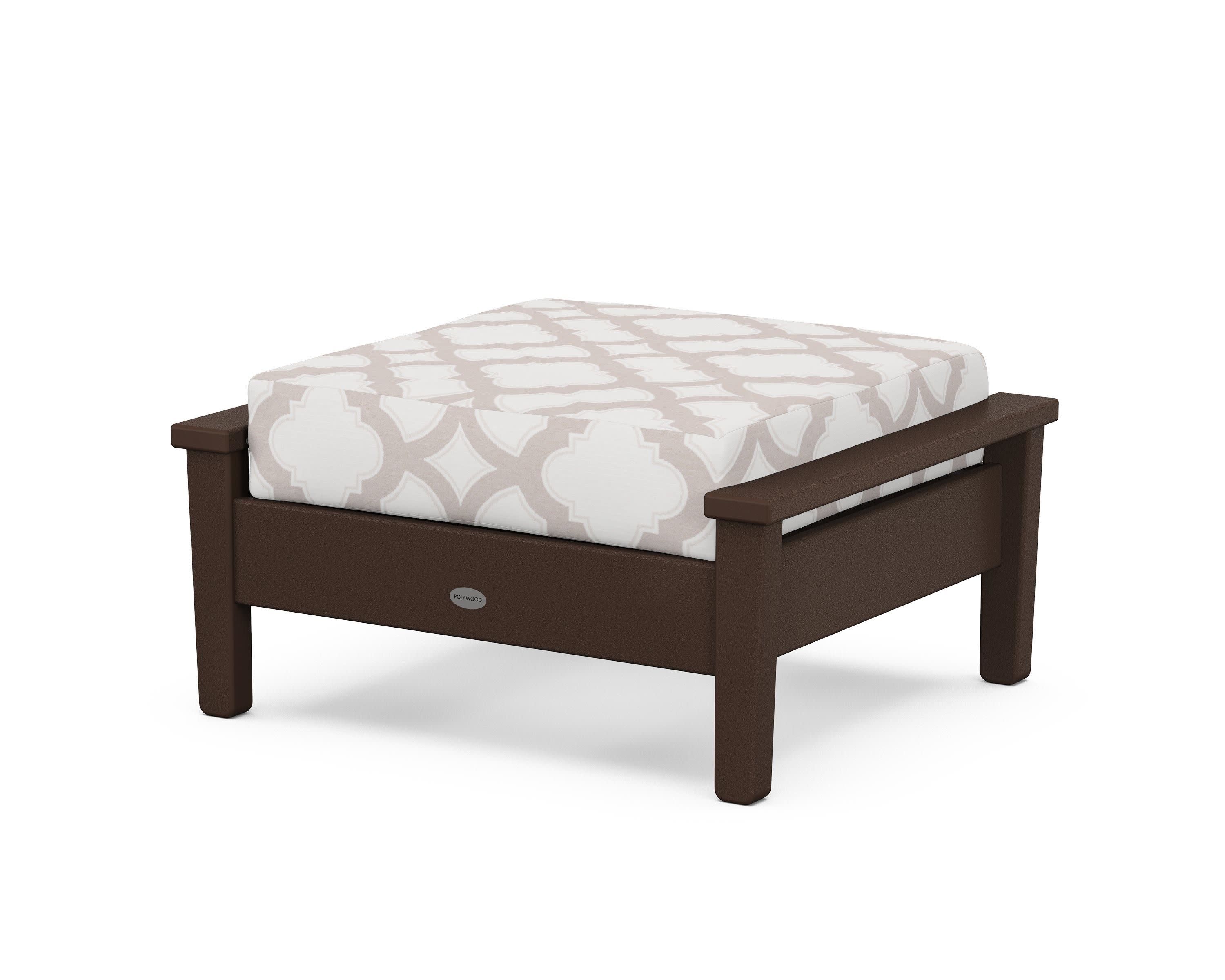 Prescott Deep Seating Ottoman in Mahogany / Trellis Dune Burlap