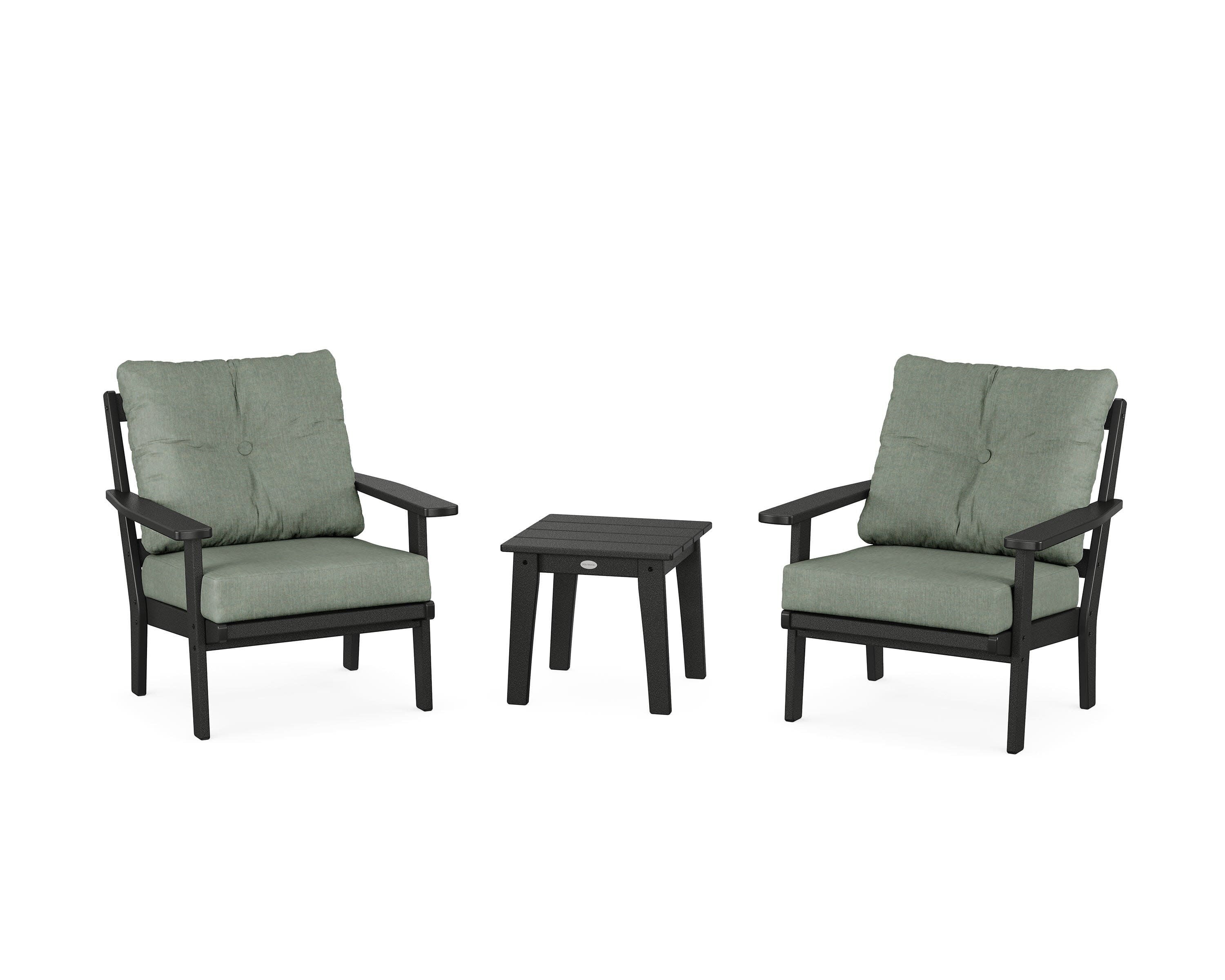 Prairie 3-Piece Deep Seating Set in Black / Cast Sage