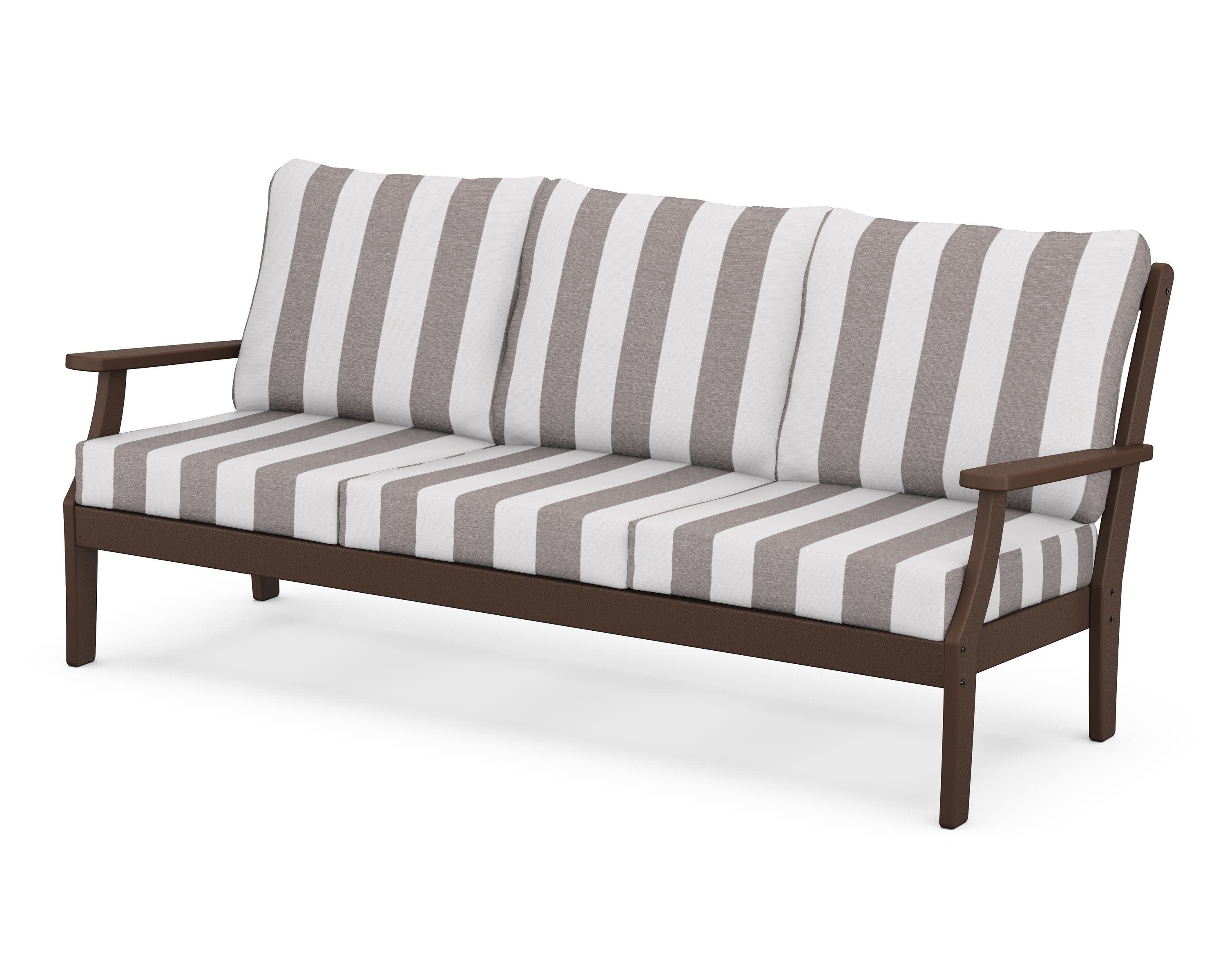Braxton Deep Seating Sofa in Mahogany / Cabana Stripe Grey Mist