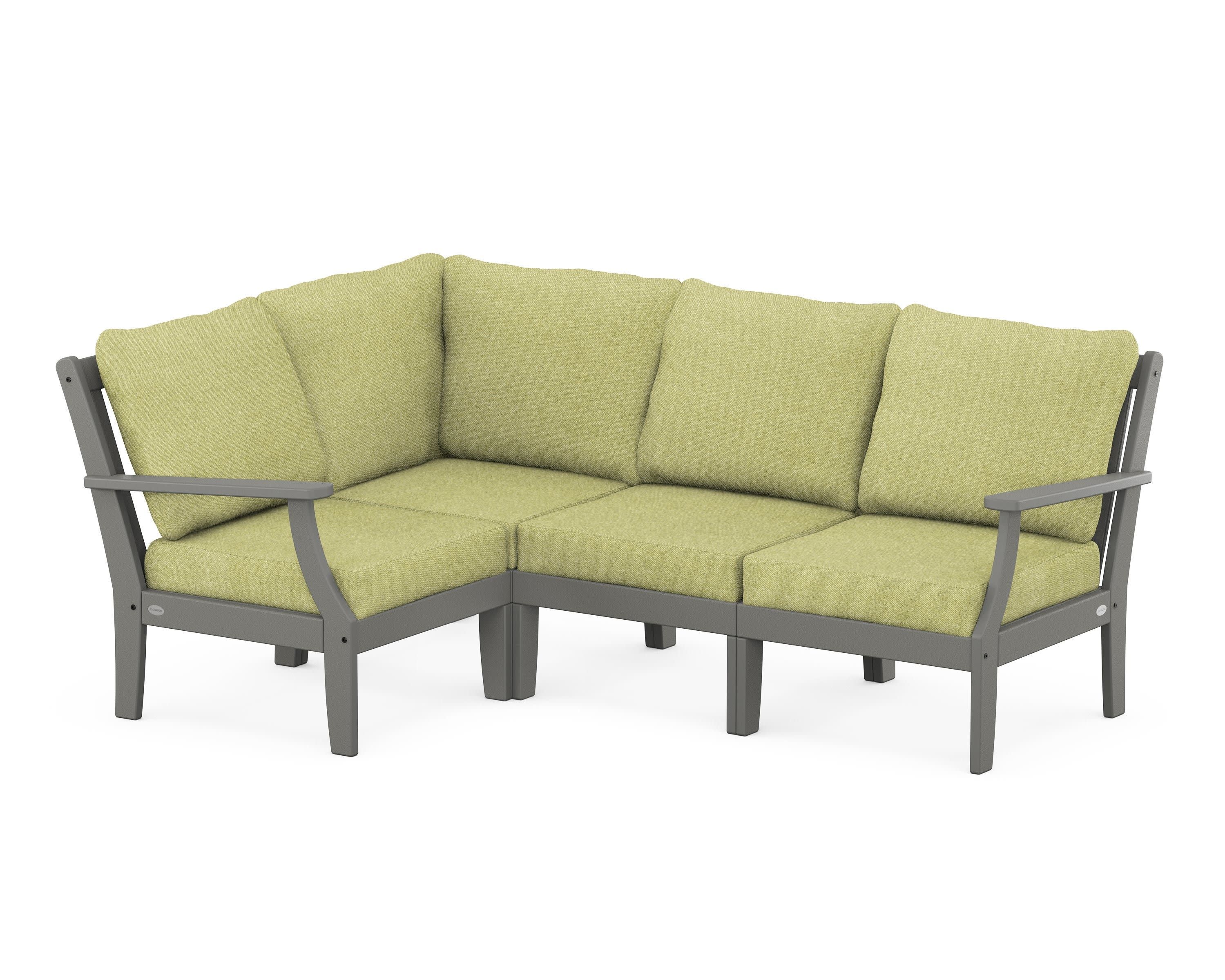 Braxton Modular 4-Piece Deep Seating Set in Slate Grey / Chartreuse Boucle