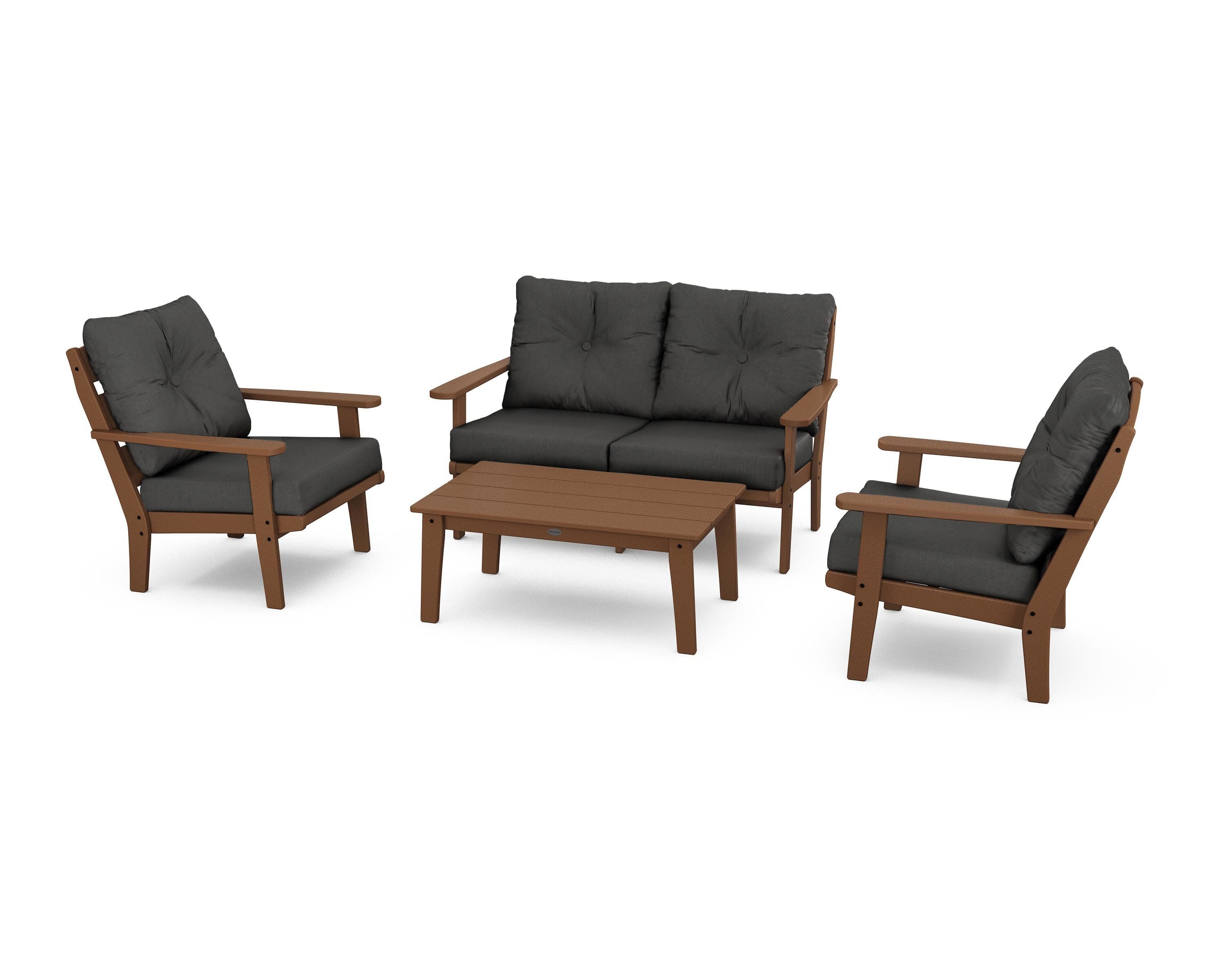 Lakeside 4-Piece Deep Seating Set in Teak / Spectrum Carbon