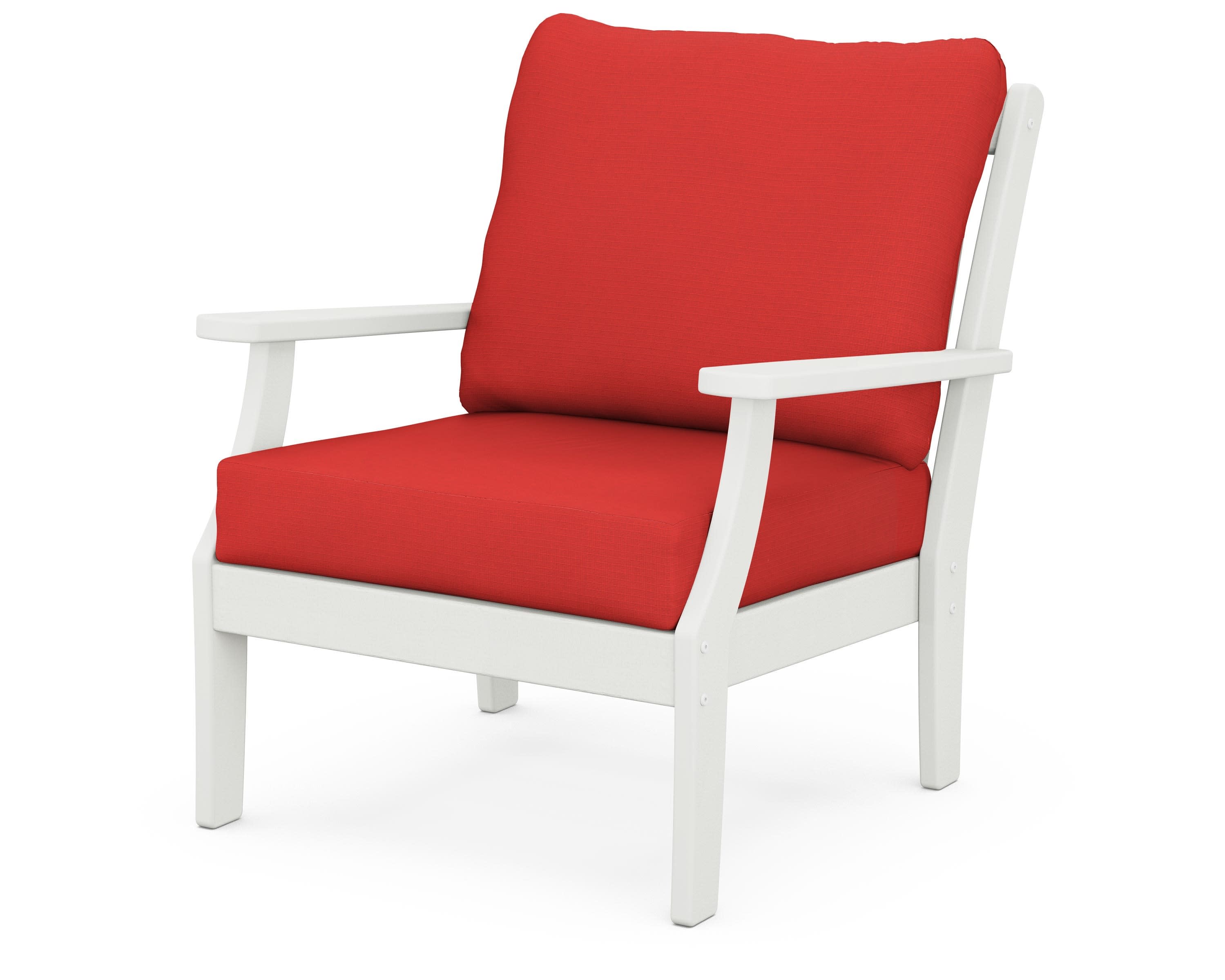 Braxton Deep Seating Chair in Vintage White / Crimson Linen