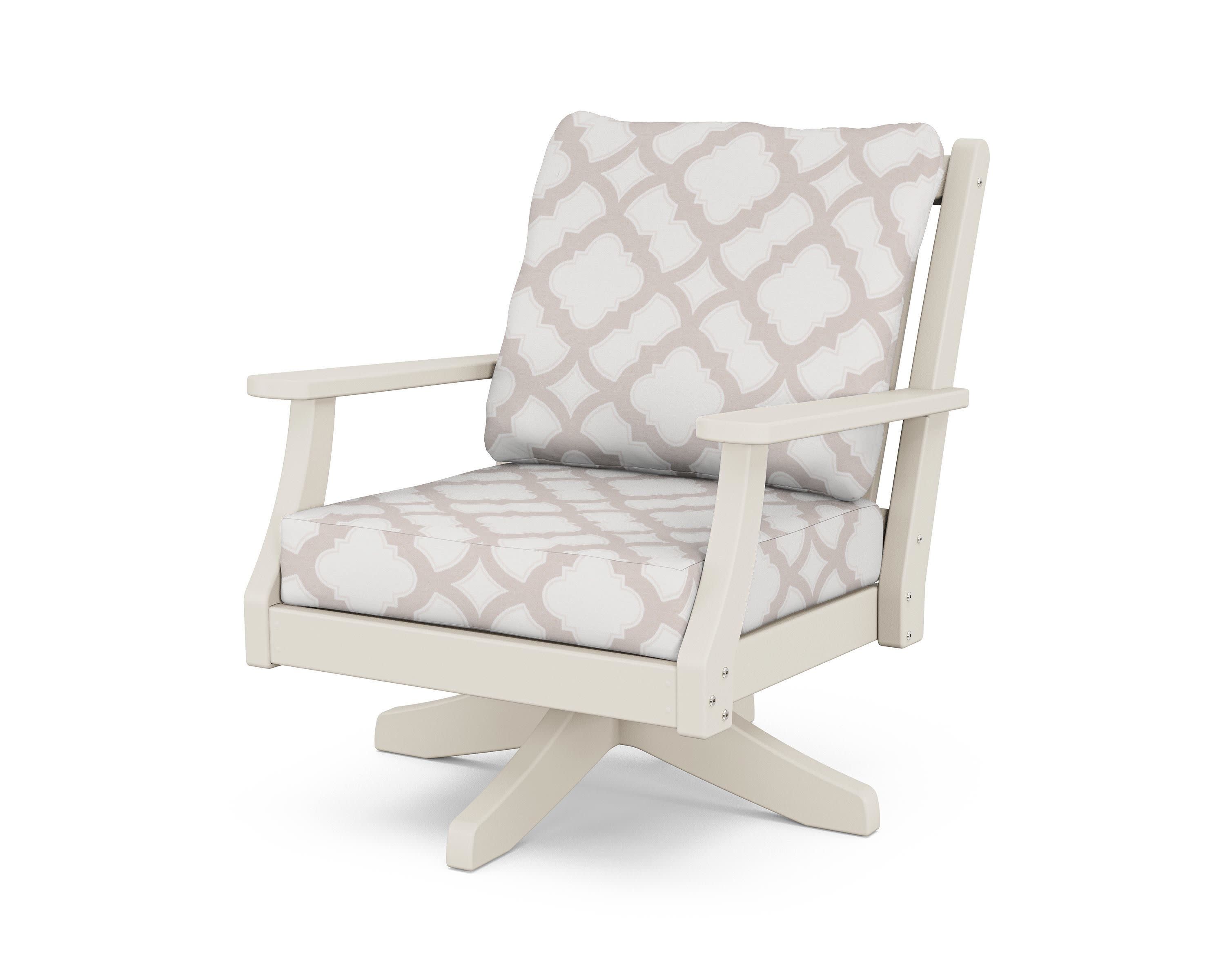 Wovendale Deep Seating Swivel Chair in Sand / Trellis Dune Burlap