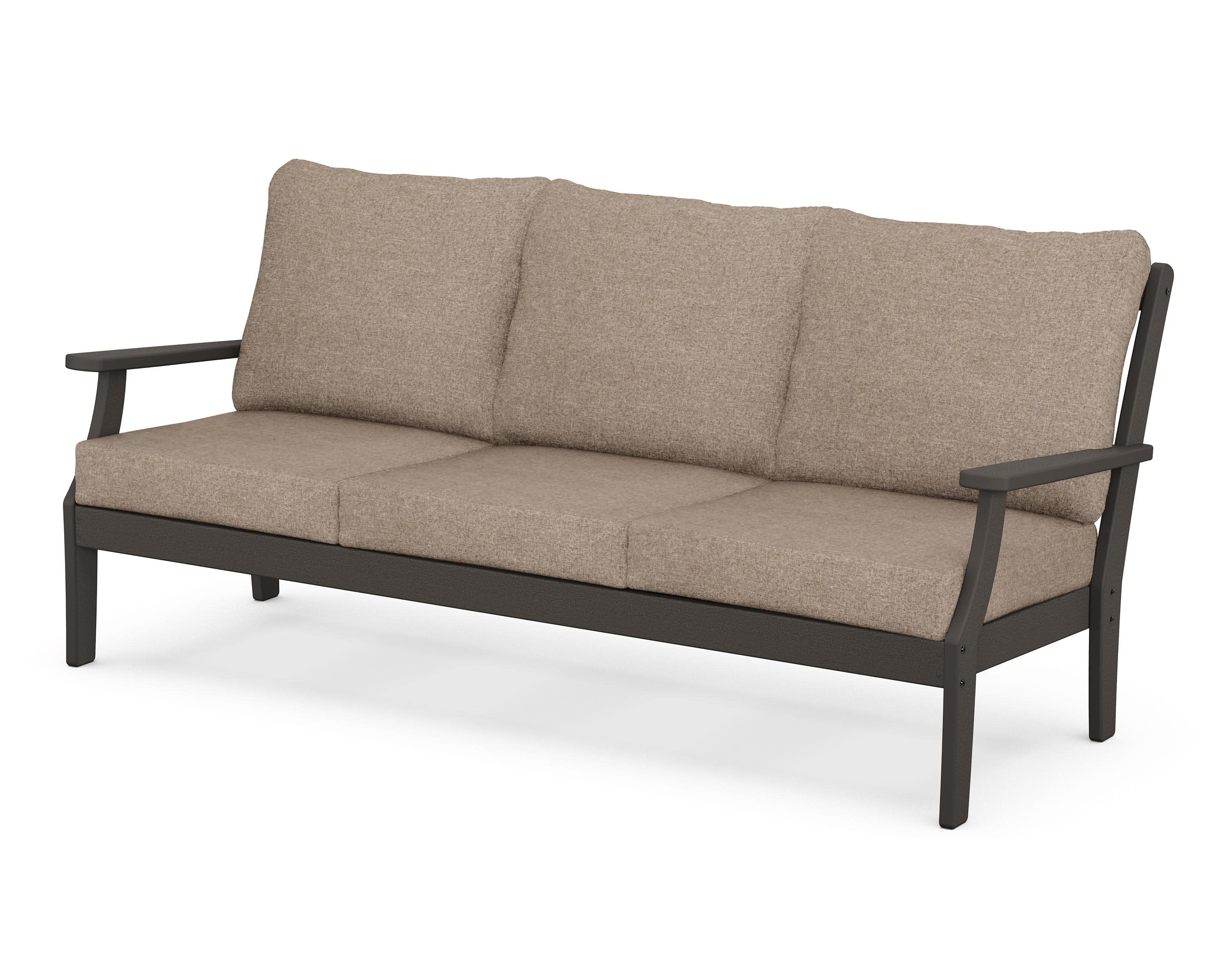 Braxton Deep Seating Sofa in Vintage Coffee / Spiced Burlap