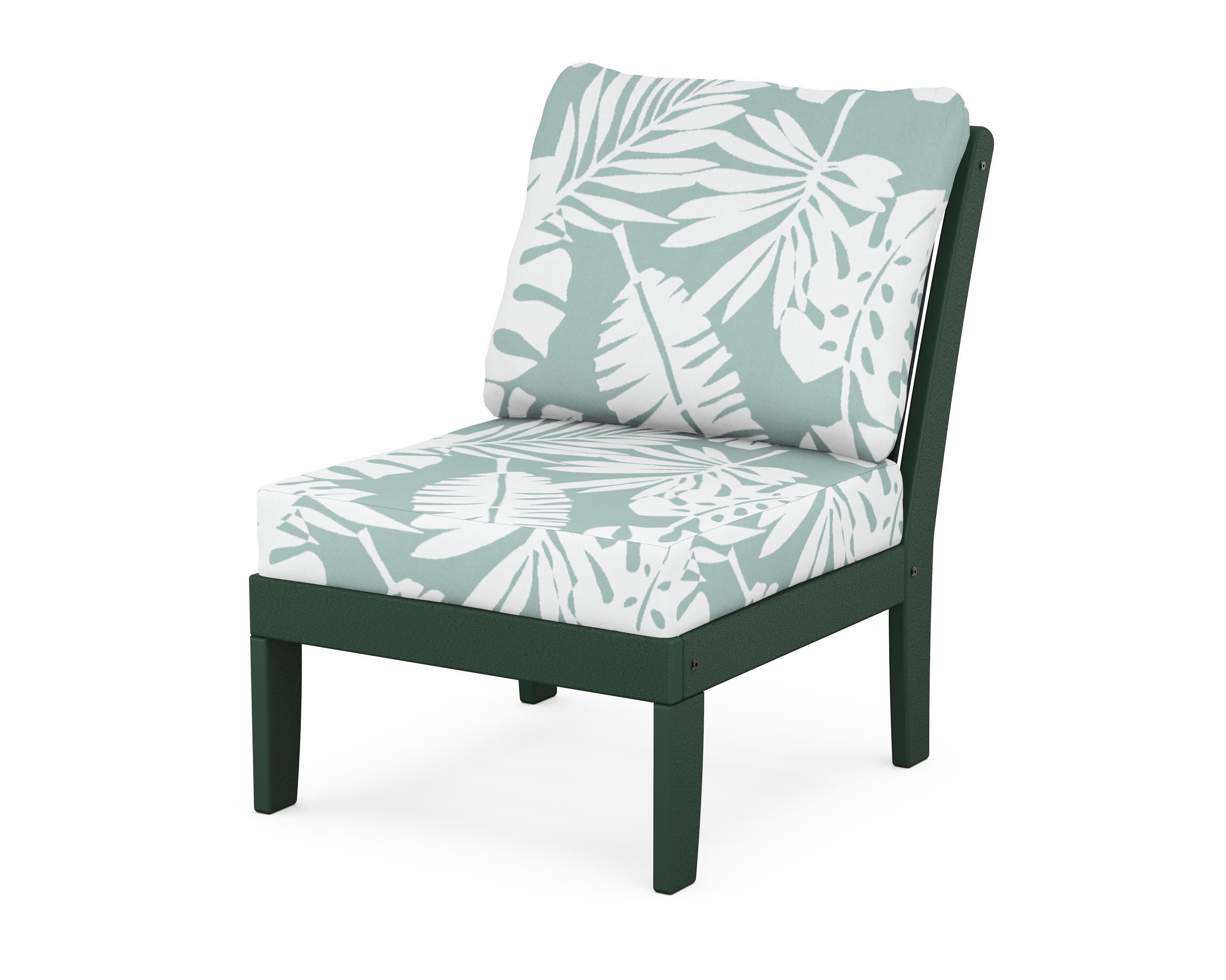 Braxton Modular Armless Chair in Green / Leaf Glacier Spa