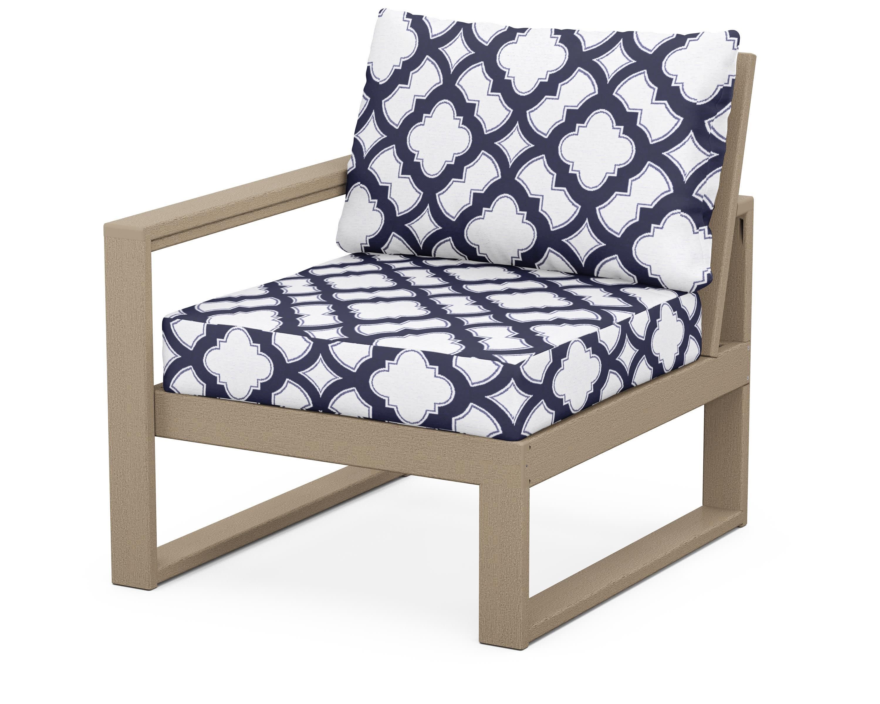 EDGE Modular Left Arm Chair in Vintage Sahara / Trellis Navy