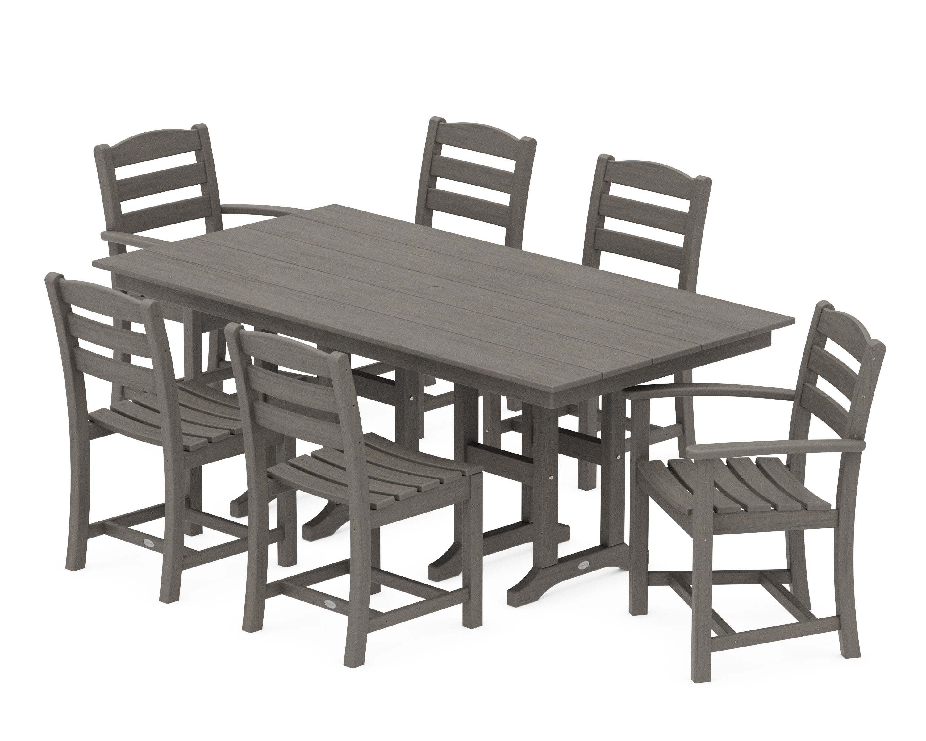La Casa Caf 7-Piece Farmhouse Dining Set in Driftwood