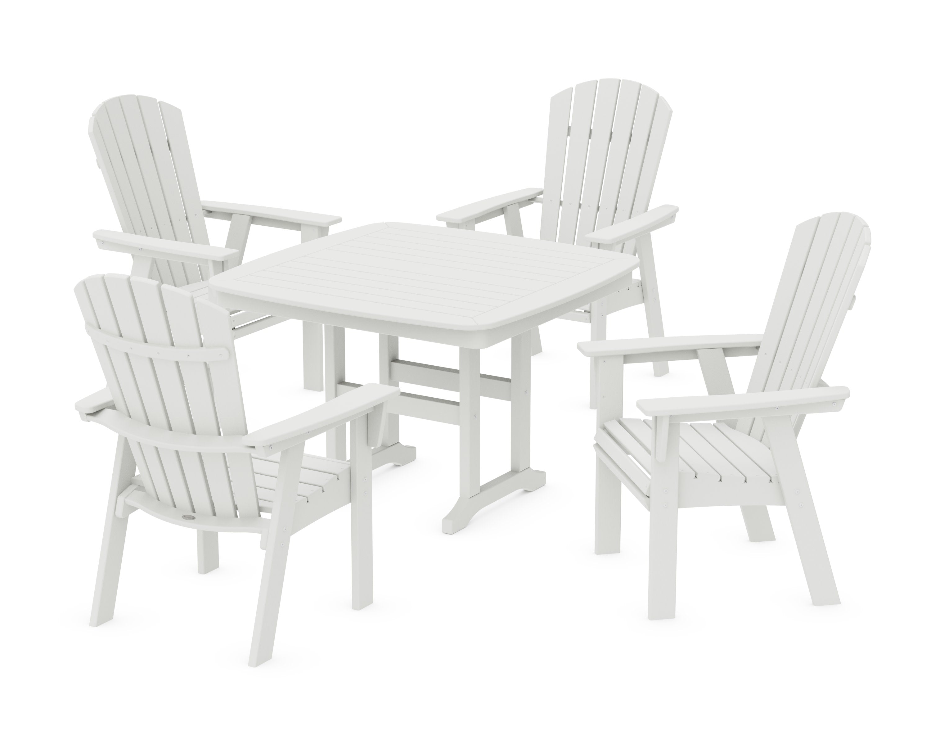 Nautical Curveback Adirondack 5-Piece Dining Set in Vintage White