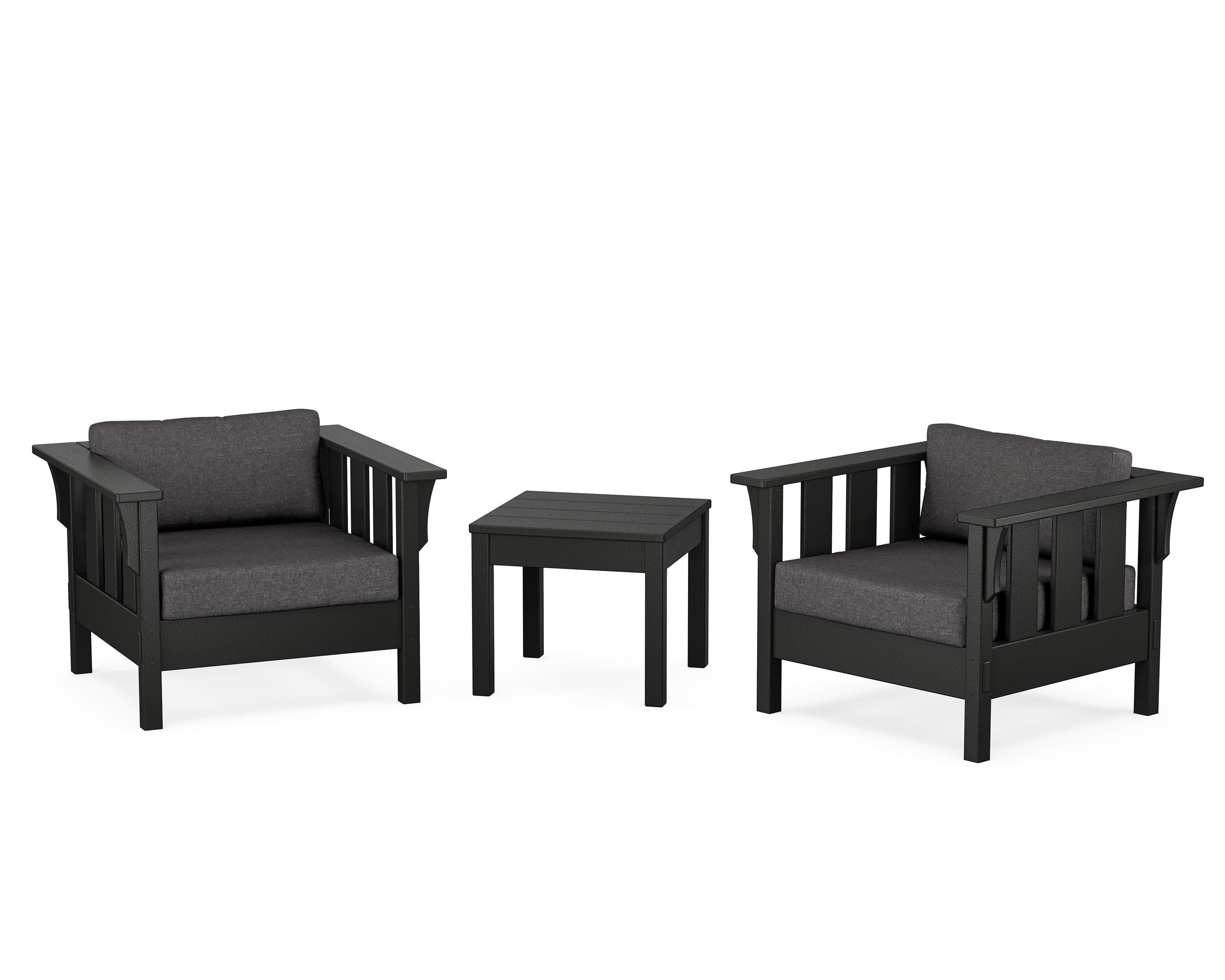 Acadia 3-Piece Deep Seating Set in Black / Ash Charcoal