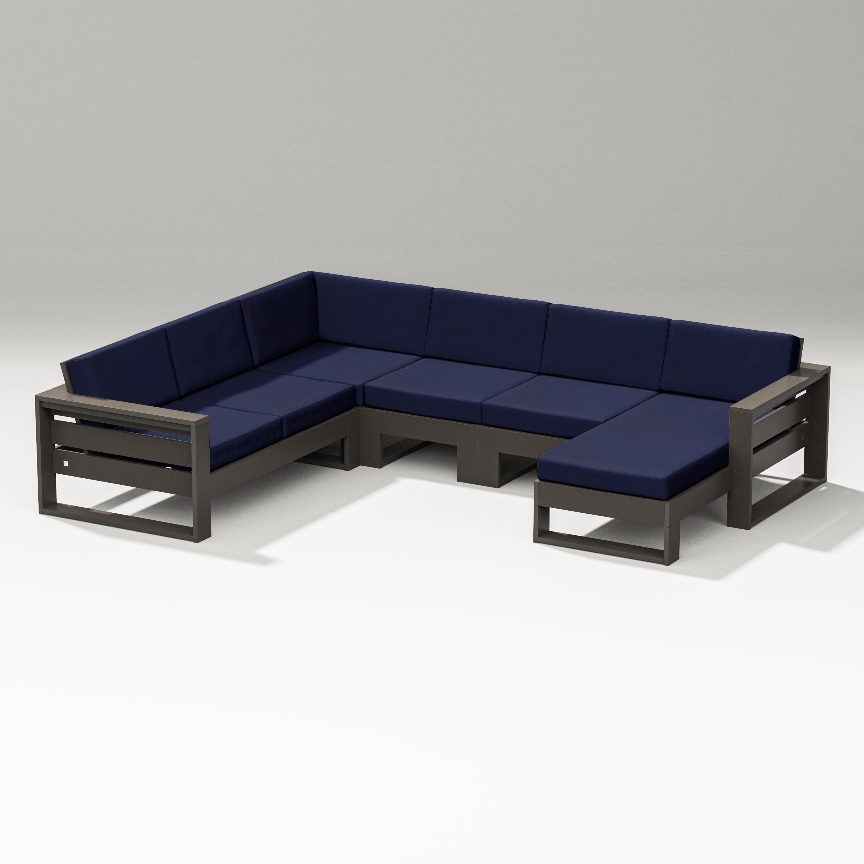 Latitude Corner Sectional with Right Chaise in Vintage Coffee / Navy