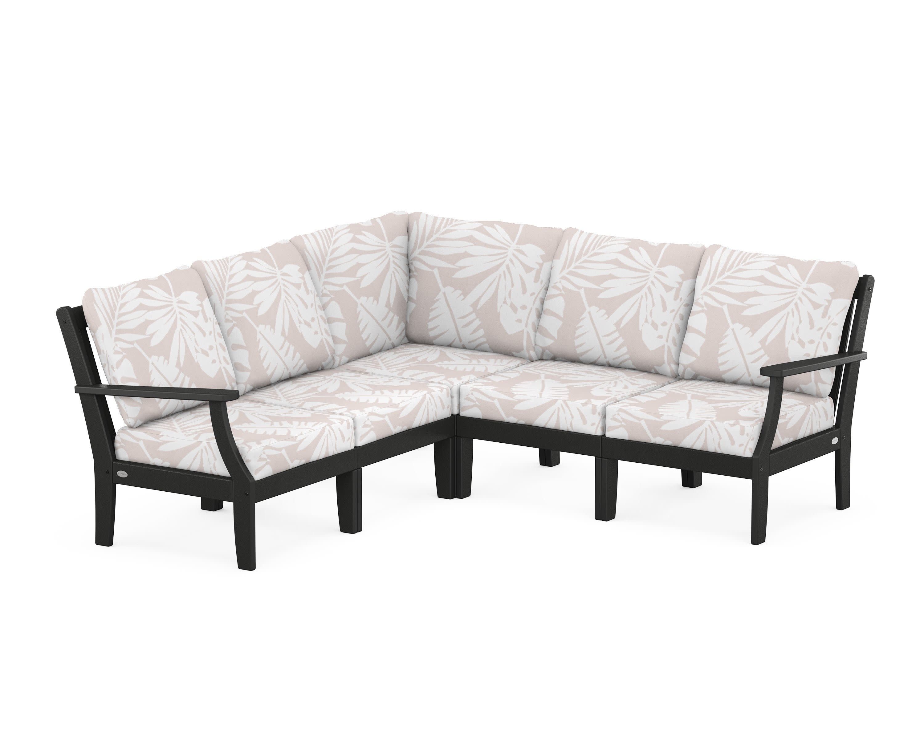 Braxton Modular 5-Piece Deep Seating Set in Black / Leaf Dune Burlap