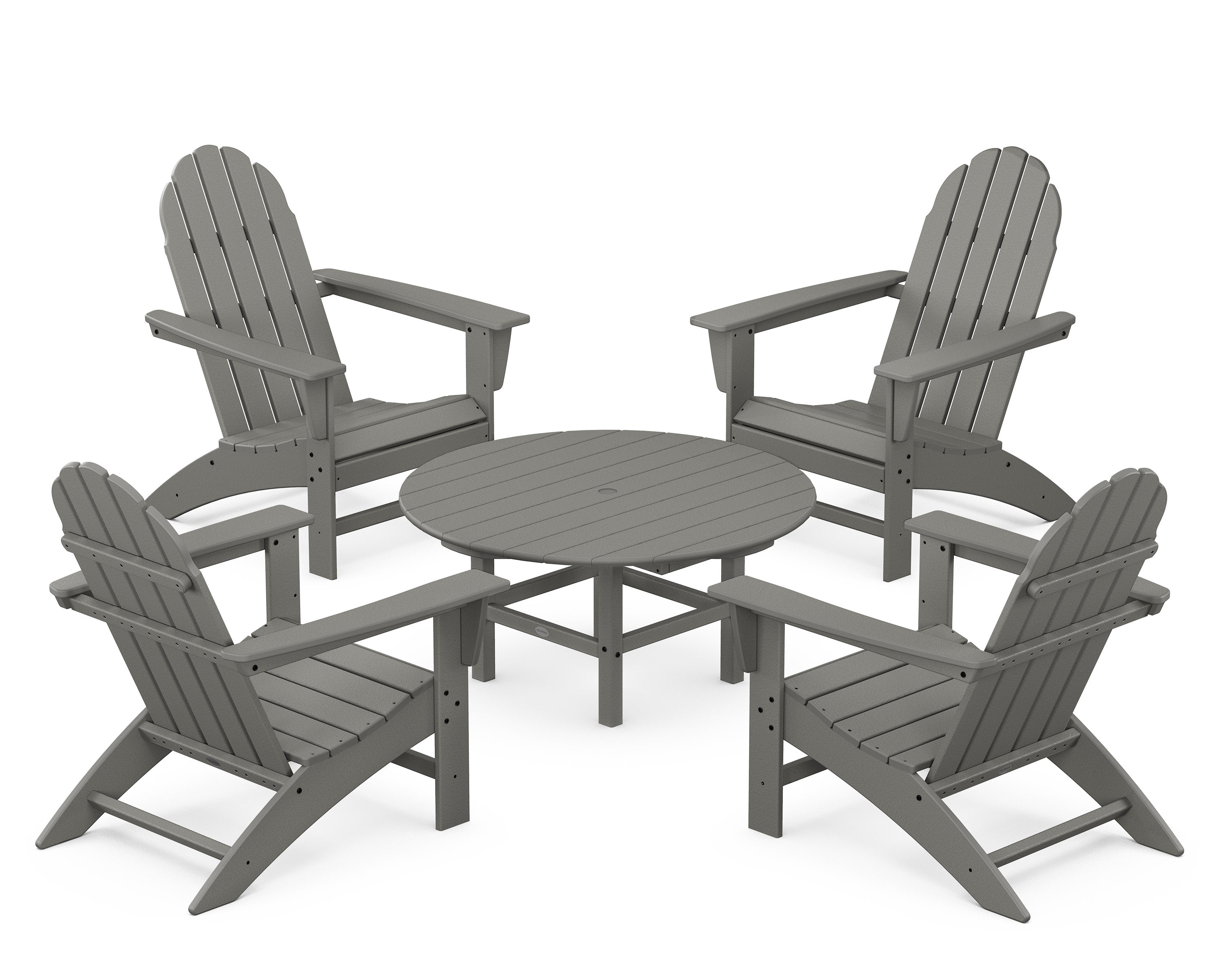 Vineyard 5-Piece Adirondack Chair Conversation Set in Slate Grey
