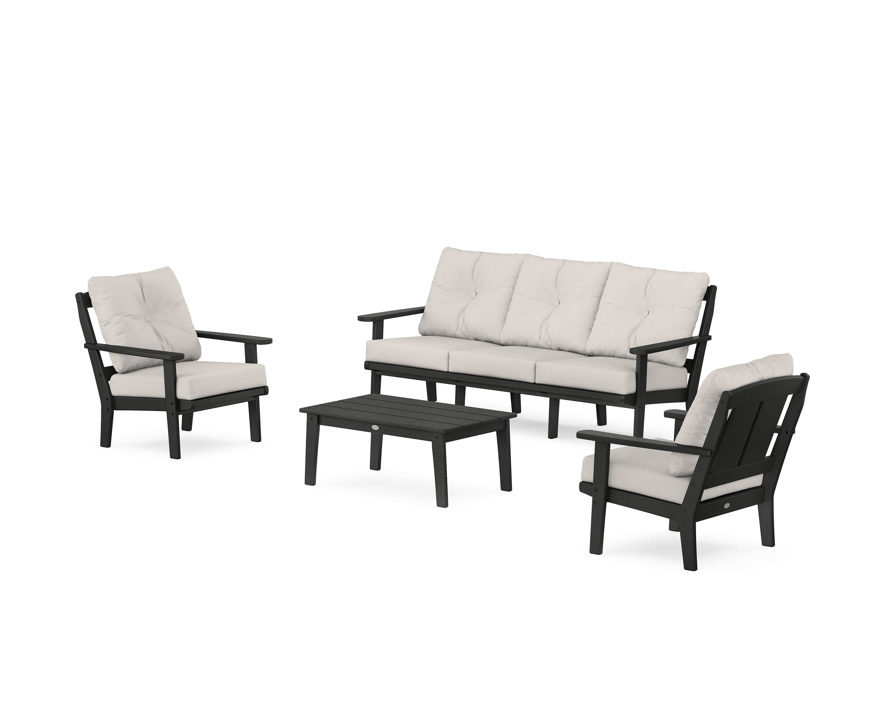 Mission 4-Piece Deep Seating Set with Sofa in Black / Cast Ash