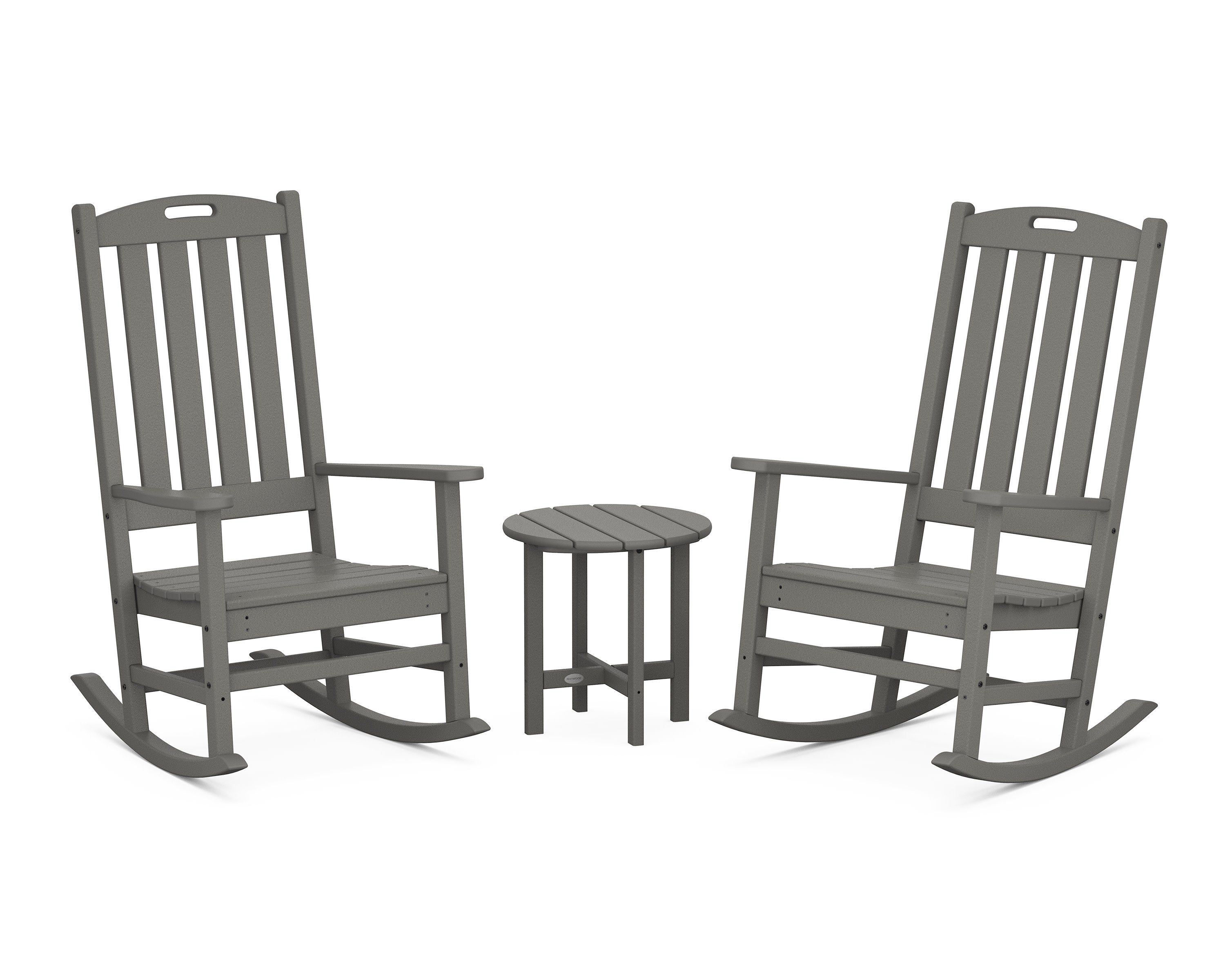 Nautical 3-Piece Porch Rocking Chair Set in Slate Grey