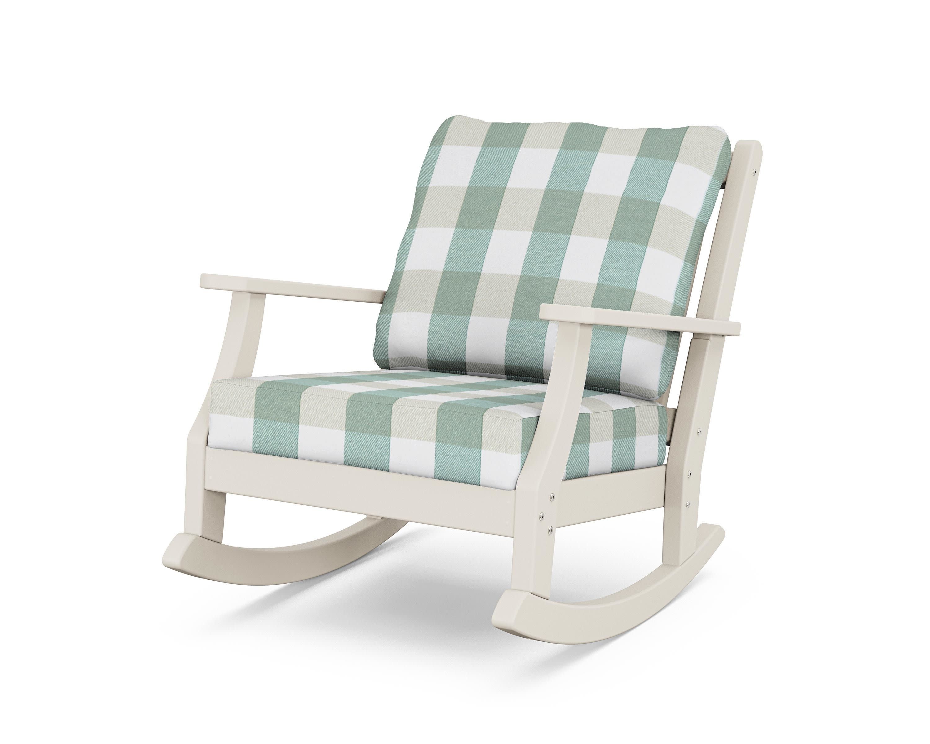 Wovendale Deep Seating Rocking Chair in Sand / Buffalo Plaid Glacier Spa