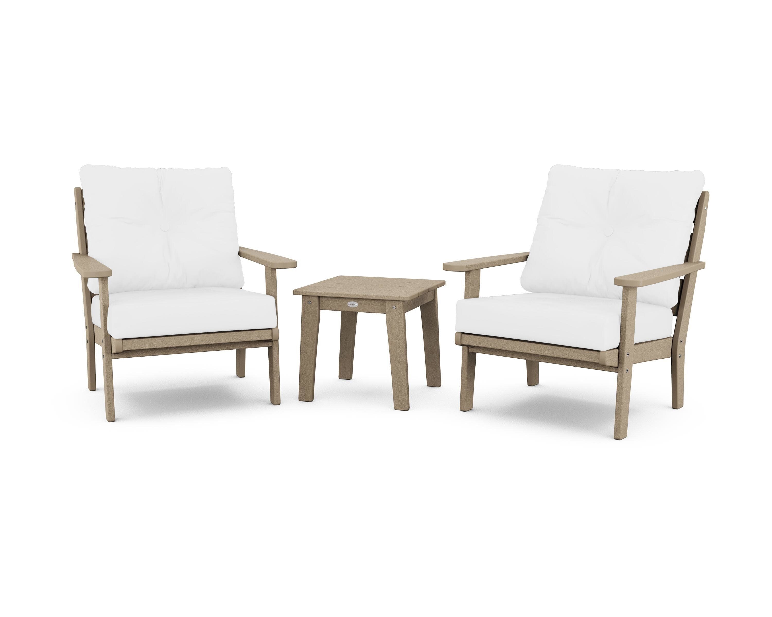 Lakeside 3-Piece Deep Seating Chair Set in Vintage Sahara / Natural