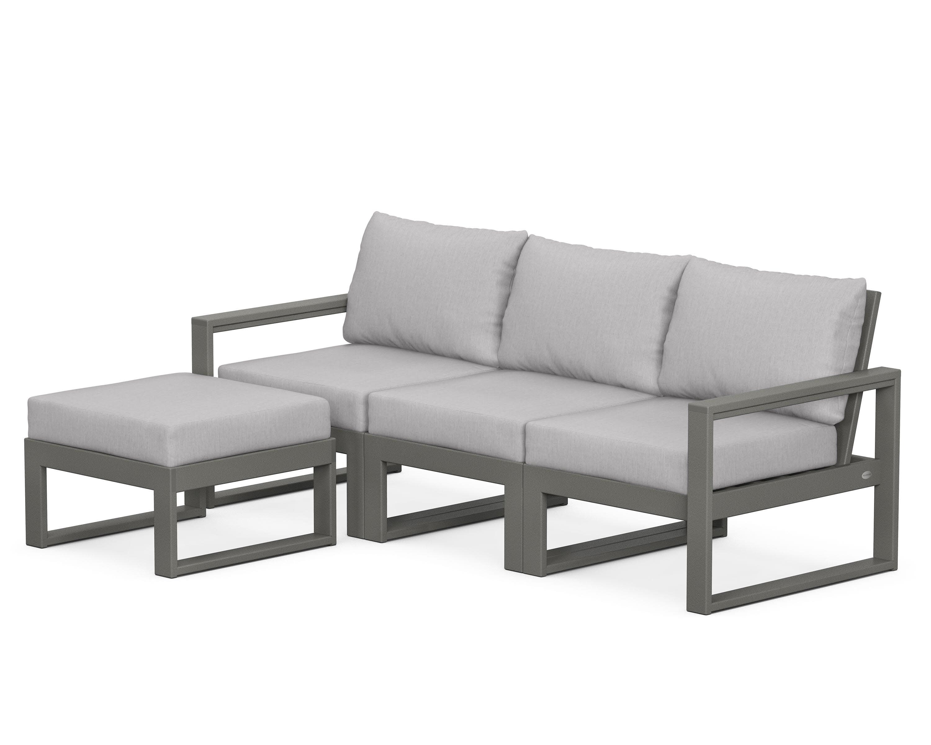 EDGE 4-Piece Modular Deep Seating Set with Ottoman in Slate Grey / Granite