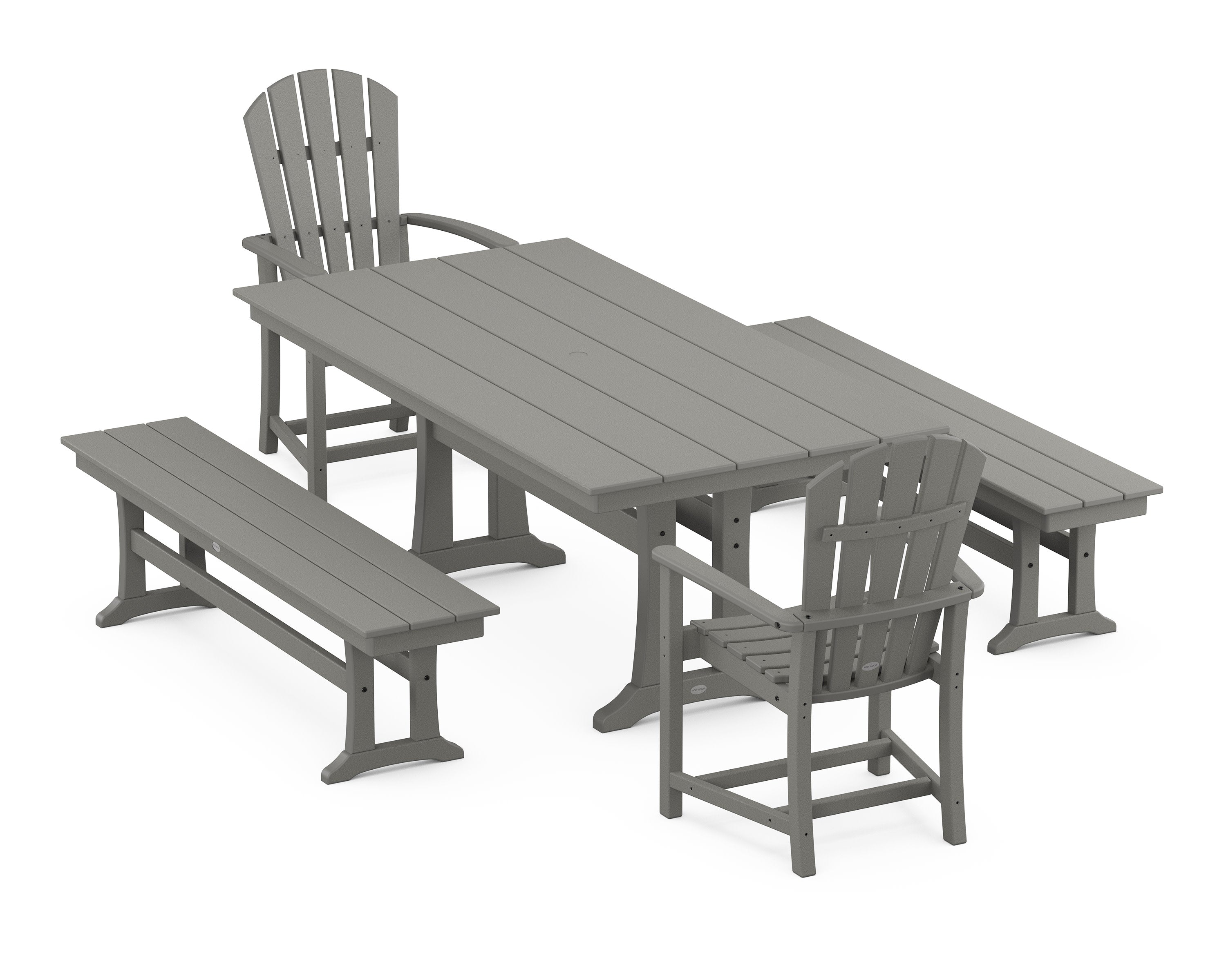 Palm Coast 5-Piece Farmhouse Dining Set With Trestle Legs in Slate Grey
