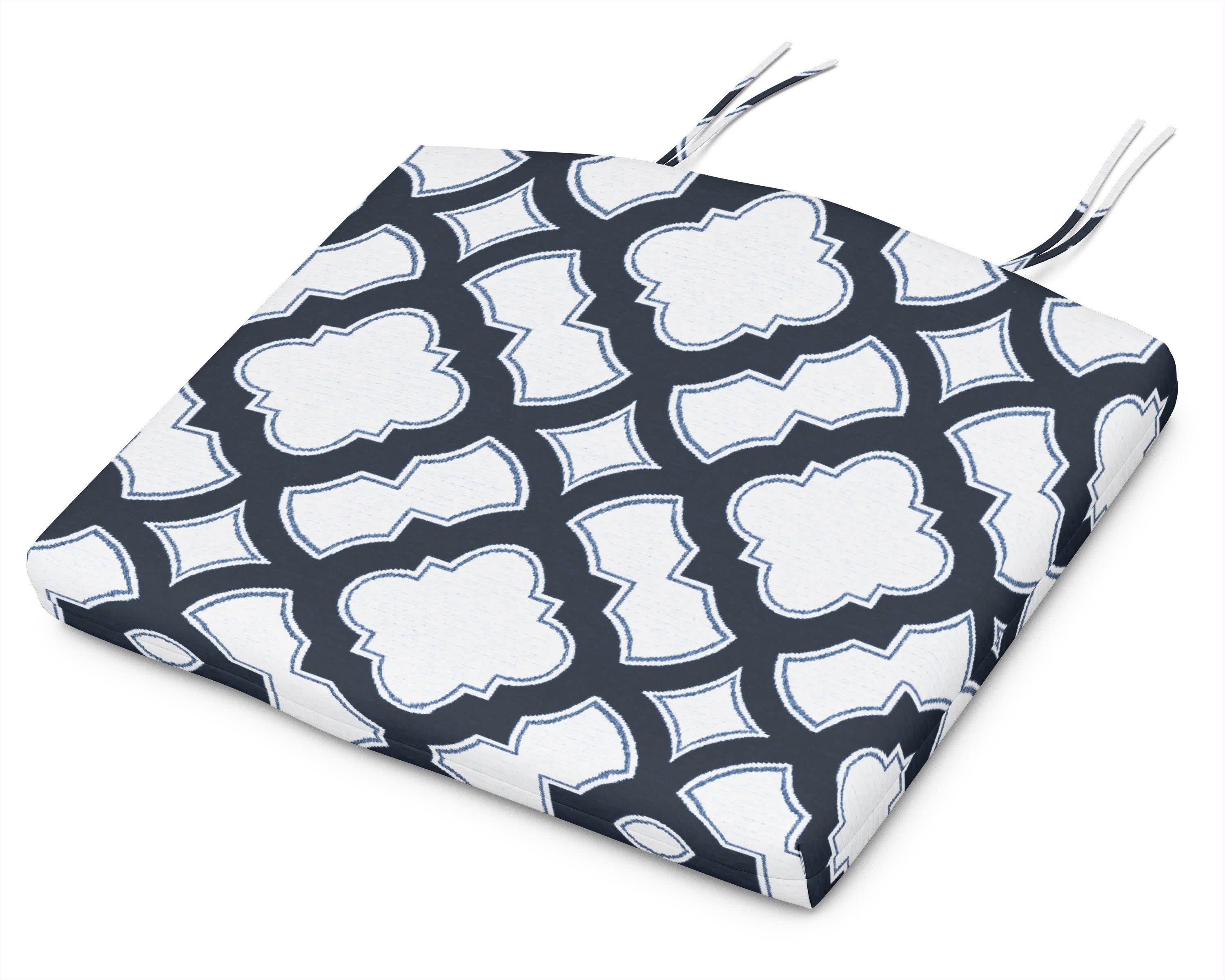 Standard Seat Cushion 18"D x 22"W x 2.5"H in Trellis Marine Indigo