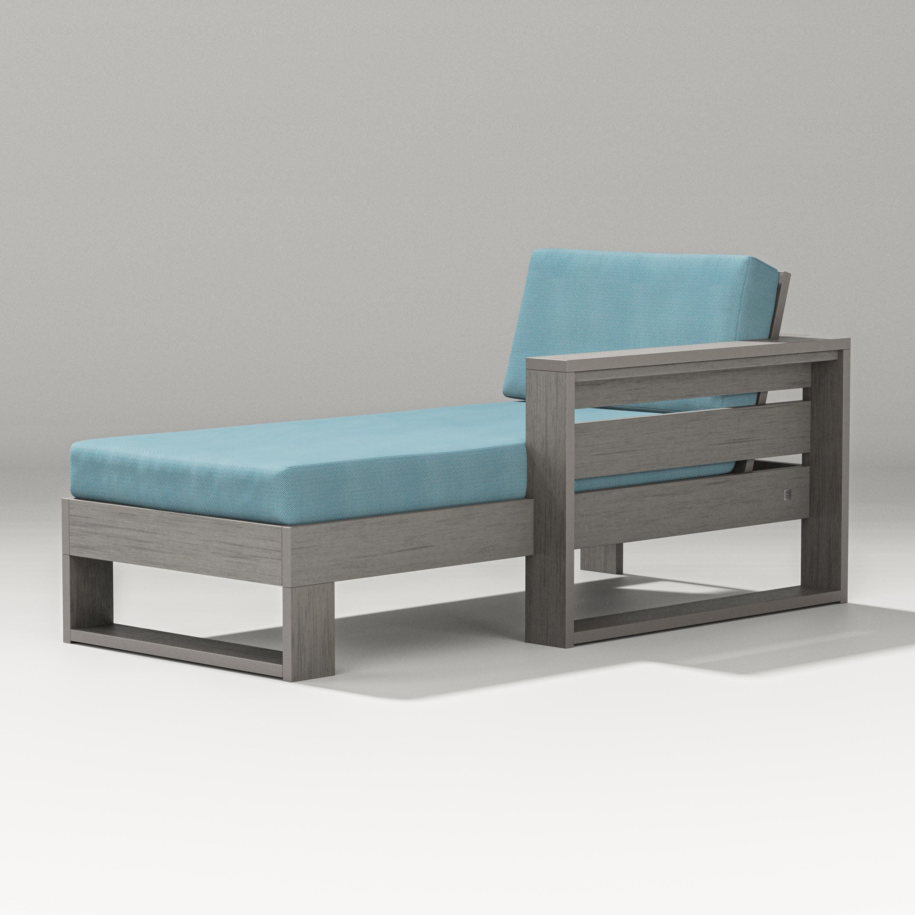 Latitude Modular Right Arm Chaise in Driftwood / Lattice Sky Blue