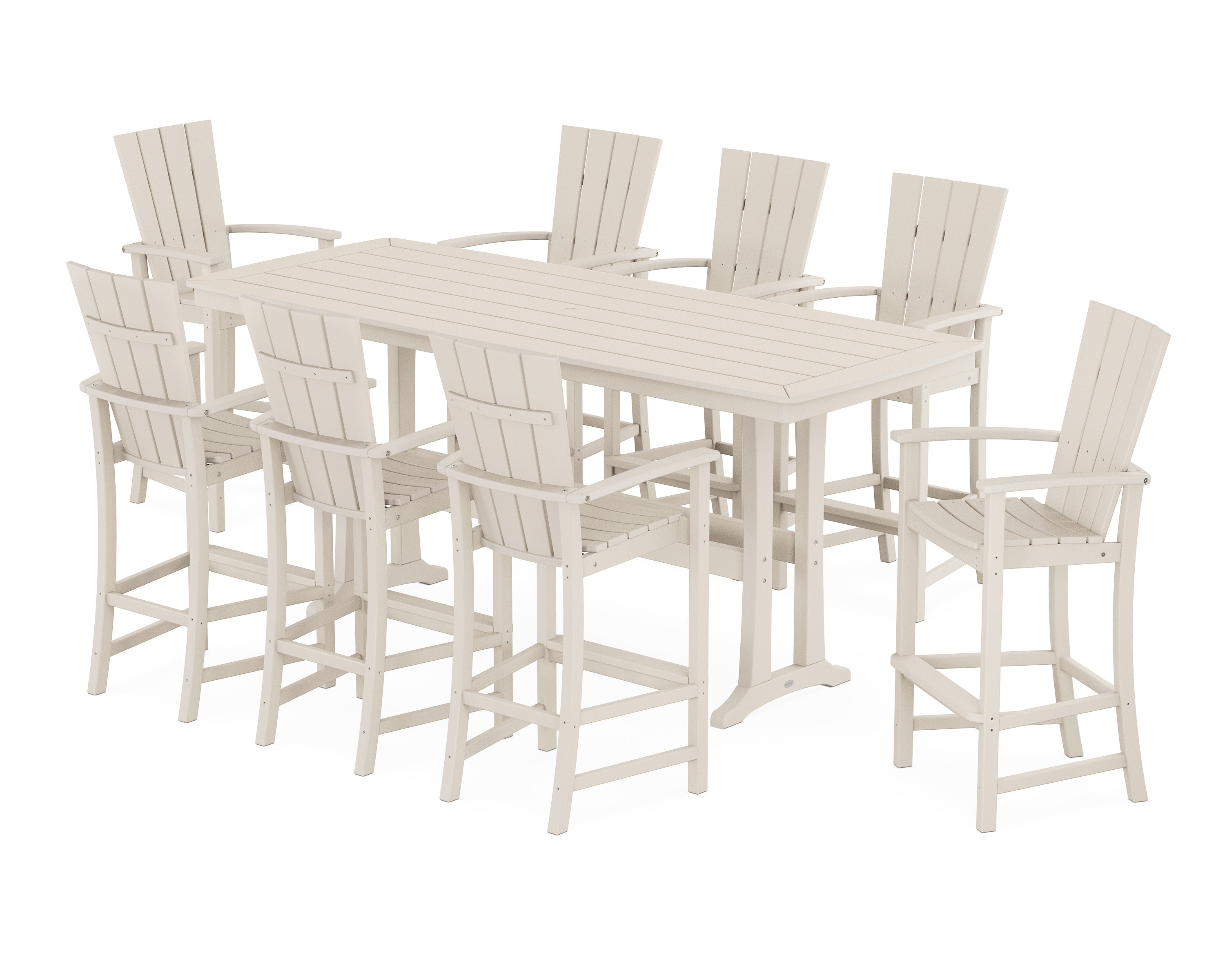 Quattro Adirondack 9-Piece Bar Set with Trestle Legs in Sand