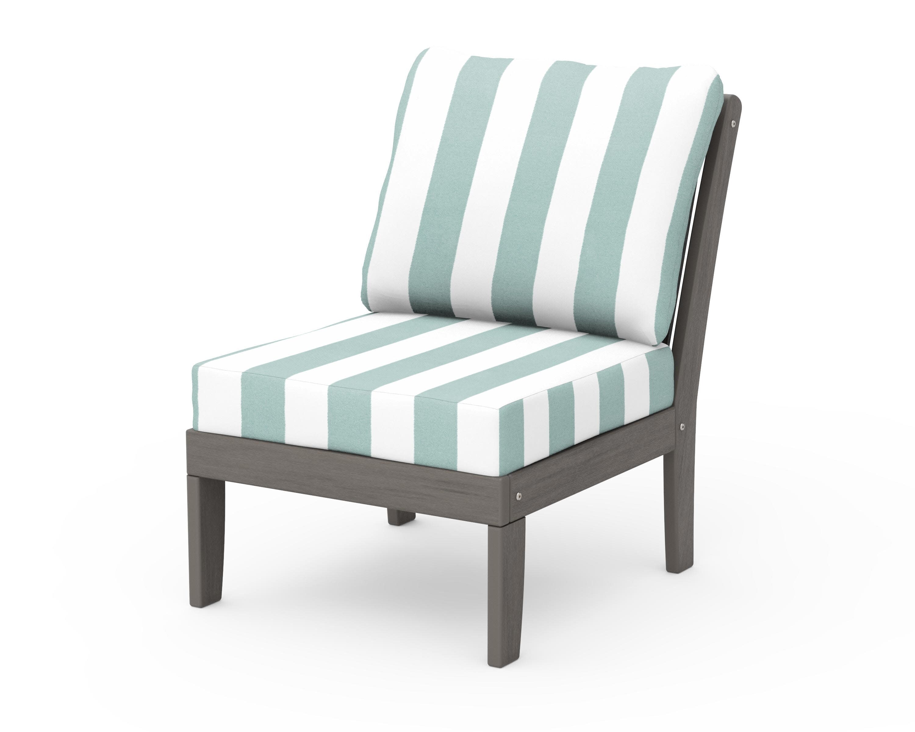 Braxton Modular Armless Chair in Driftwood / Cabana Stripe Glacier Spa