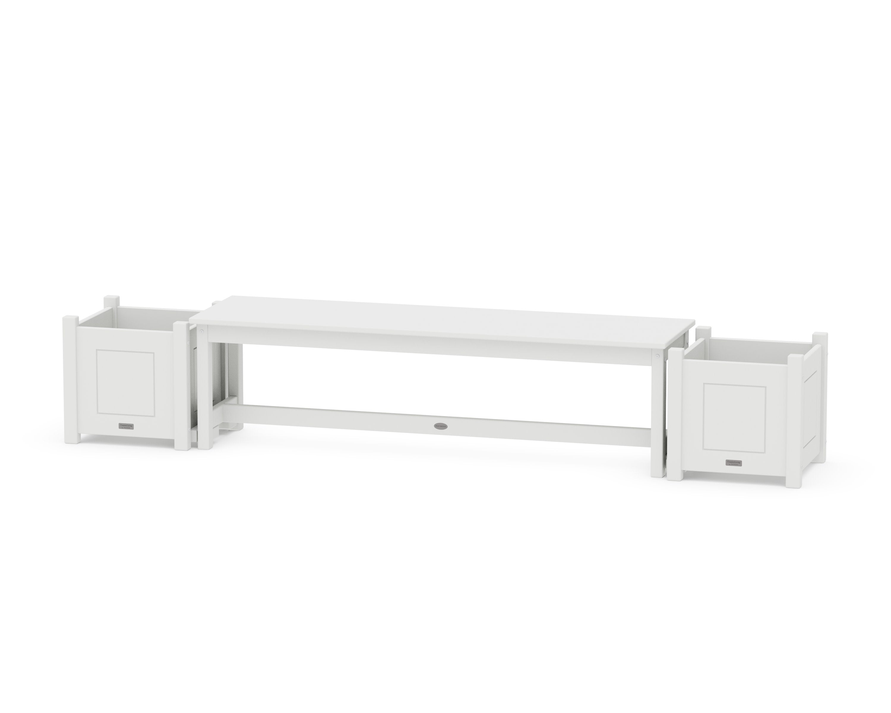 60" Country Living Straight Planter Bench Set in White