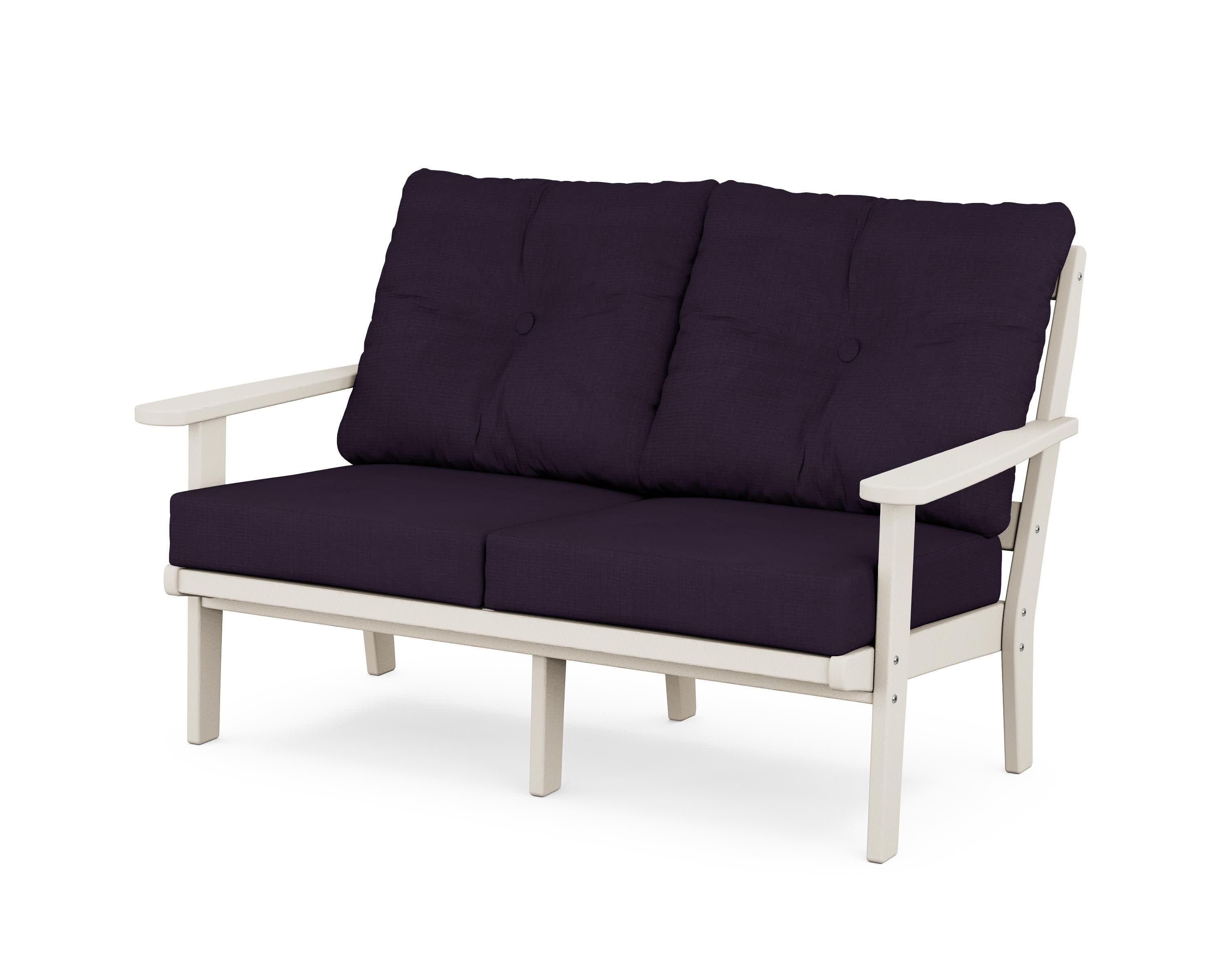 Mission Deep SeatingLoveseat in Sand / Navy Linen