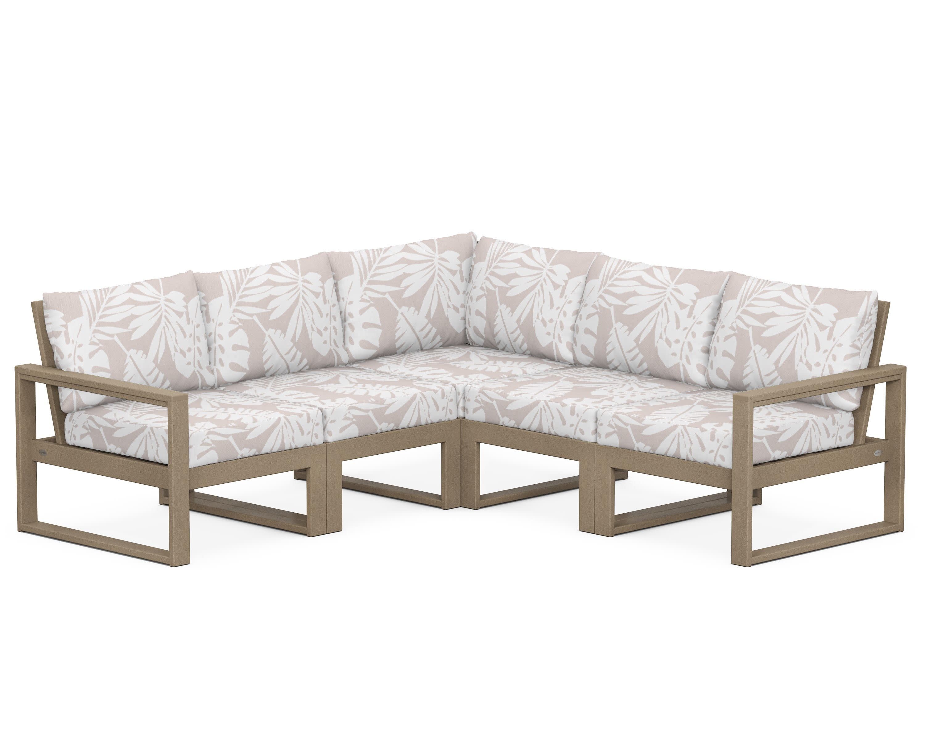 EDGE 5-Piece Modular Deep Seating Set in Vintage Sahara / Leaf Dune Burlap