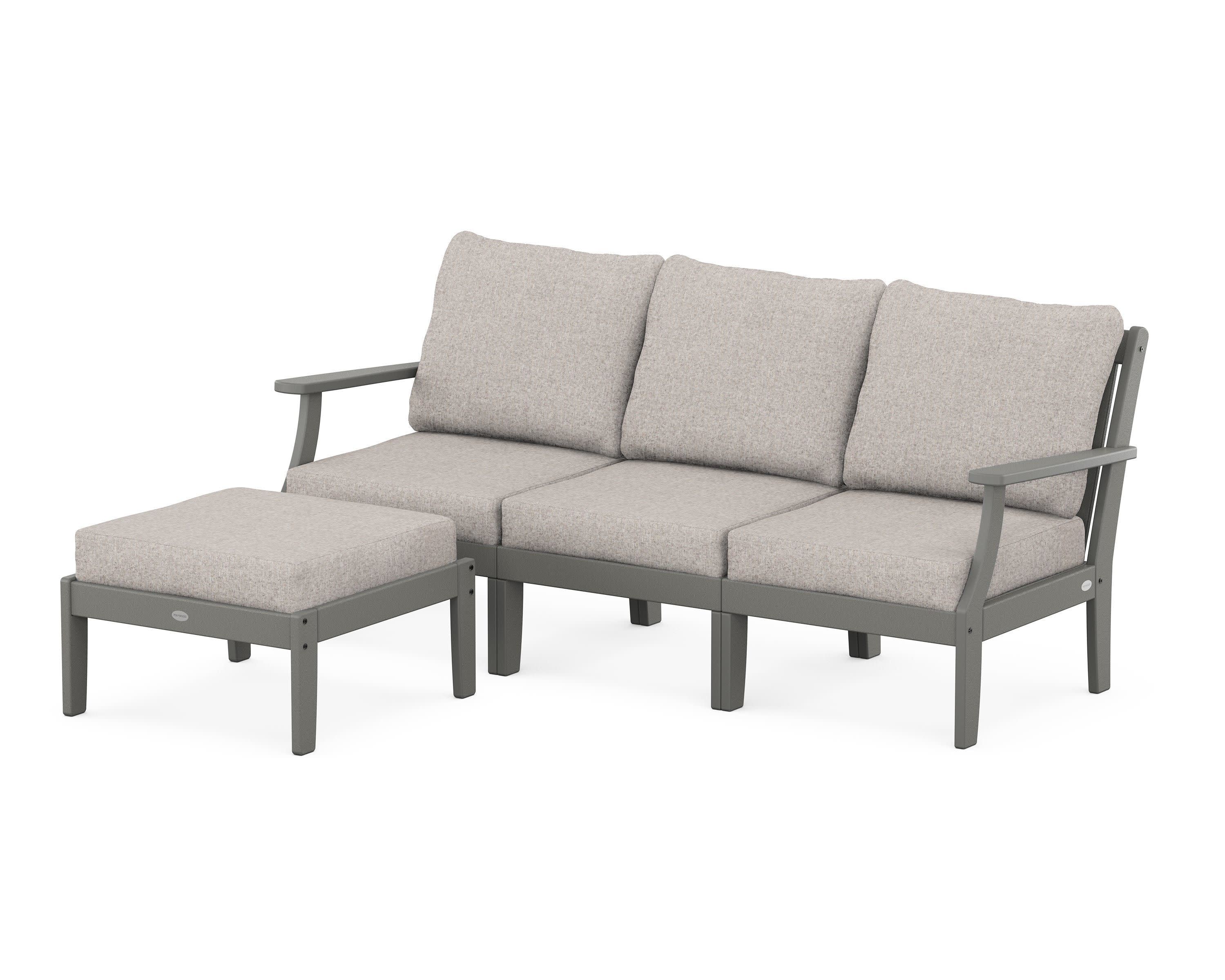 Braxton Modular 4-Piece Deep Seating Set with Ottoman in Slate Grey / Weathered Tweed