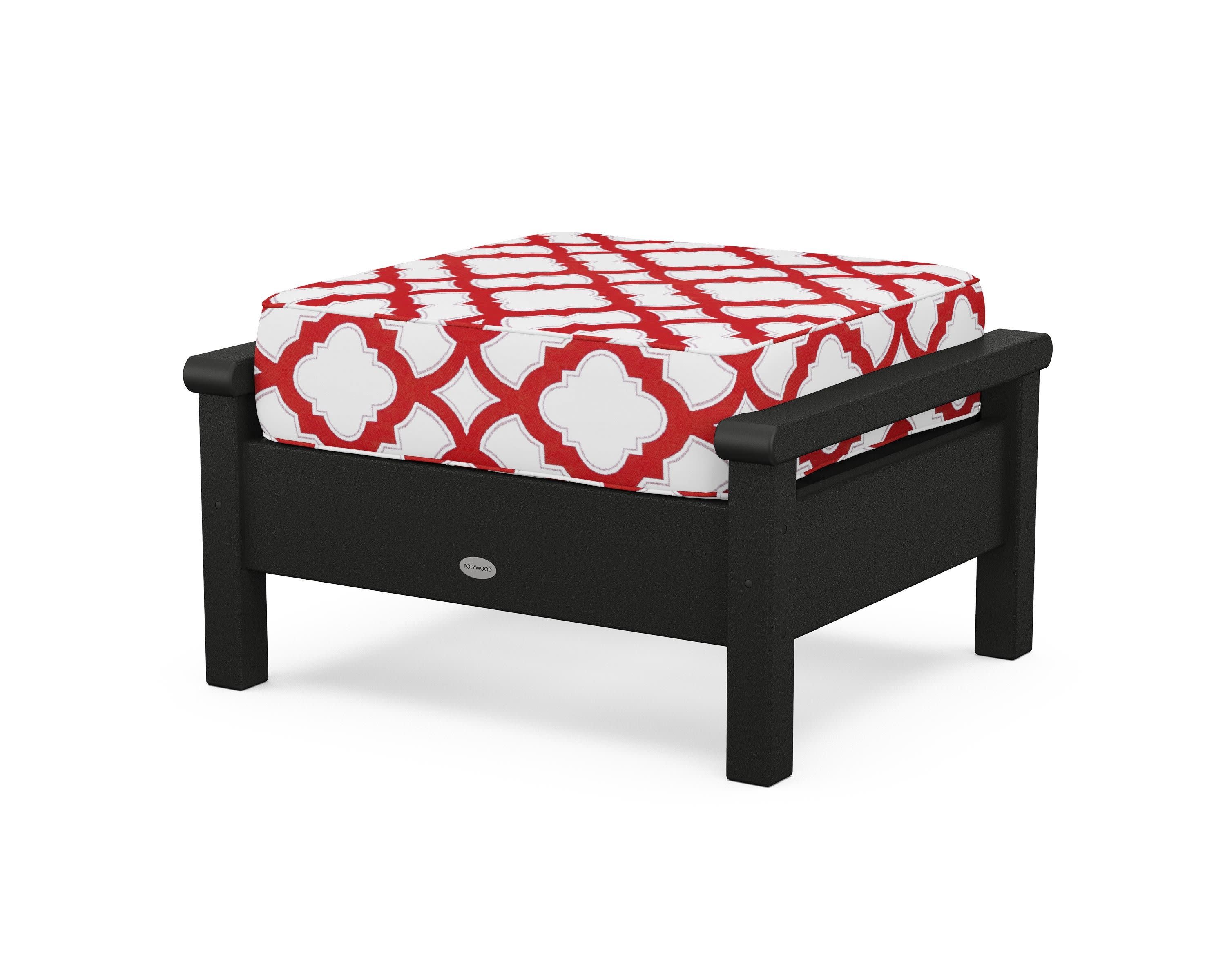 Harbour Deep Seating Ottoman in Black / Trellis Crimson