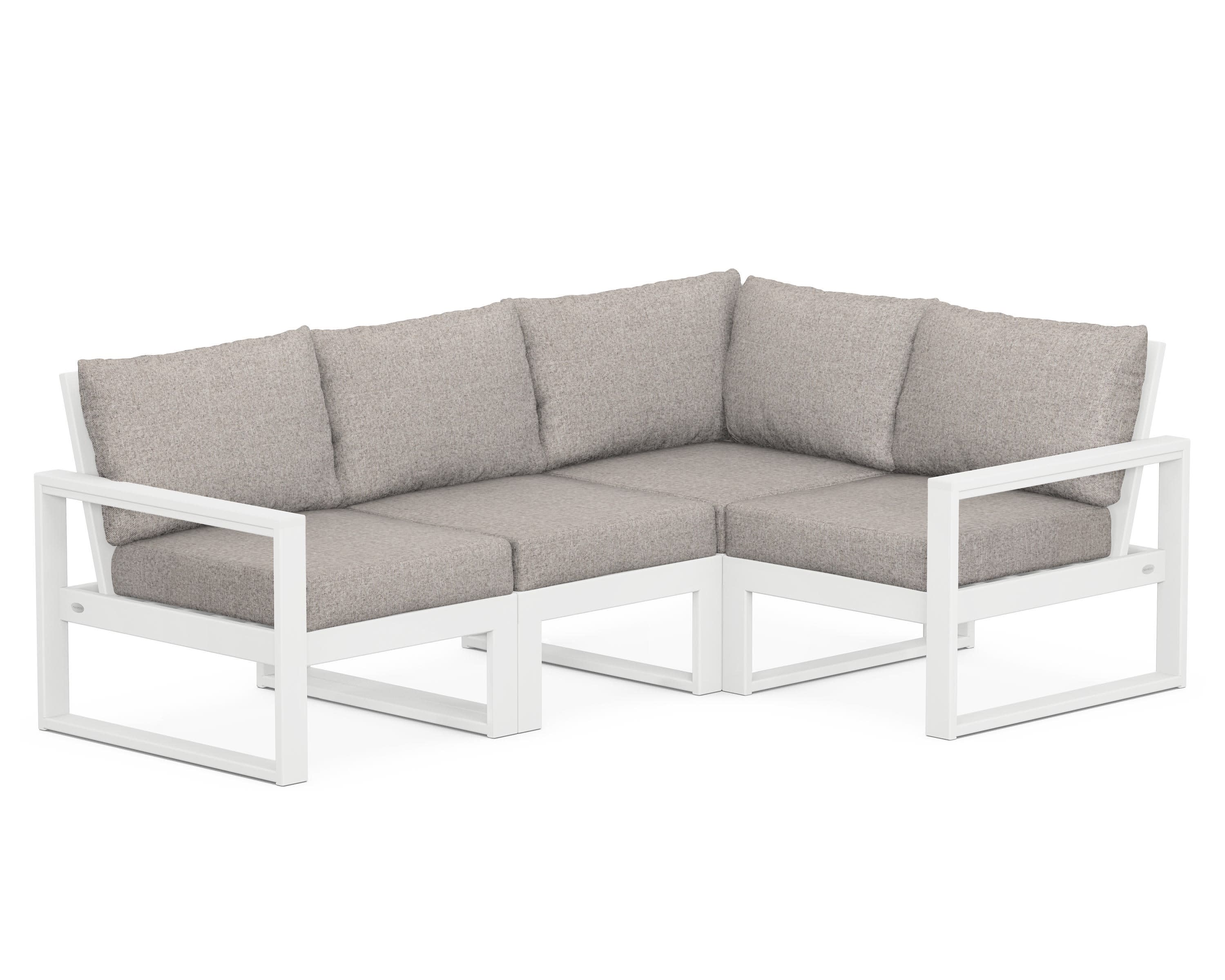 EDGE 4-Piece Modular Deep Seating Set in White / Weathered Tweed
