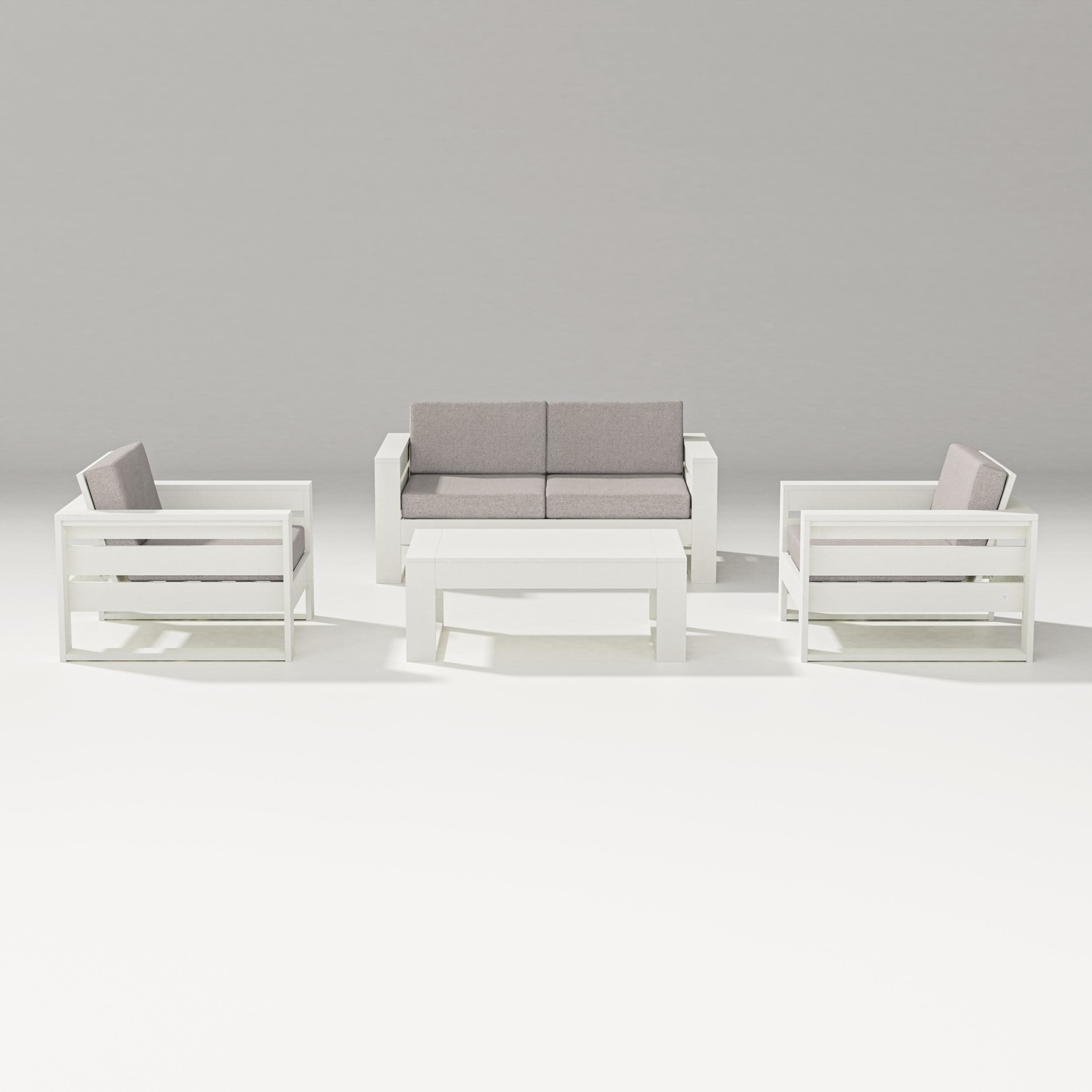 Latitude 4-Piece Lounge Loveseat Set in Vintage White / Weathered Tweed