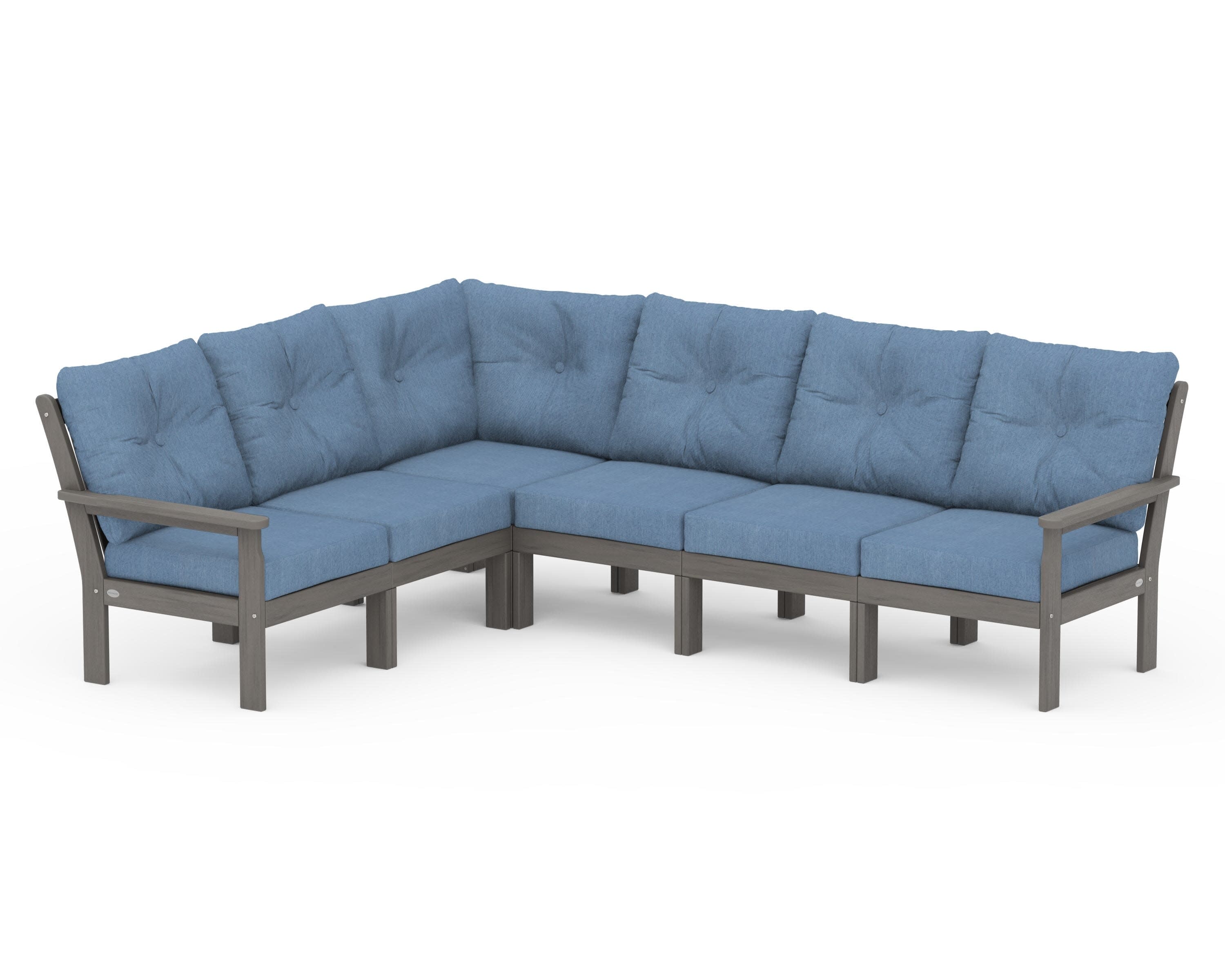 Vineyard 6-Piece Sectional in Driftwood / Sky Blue