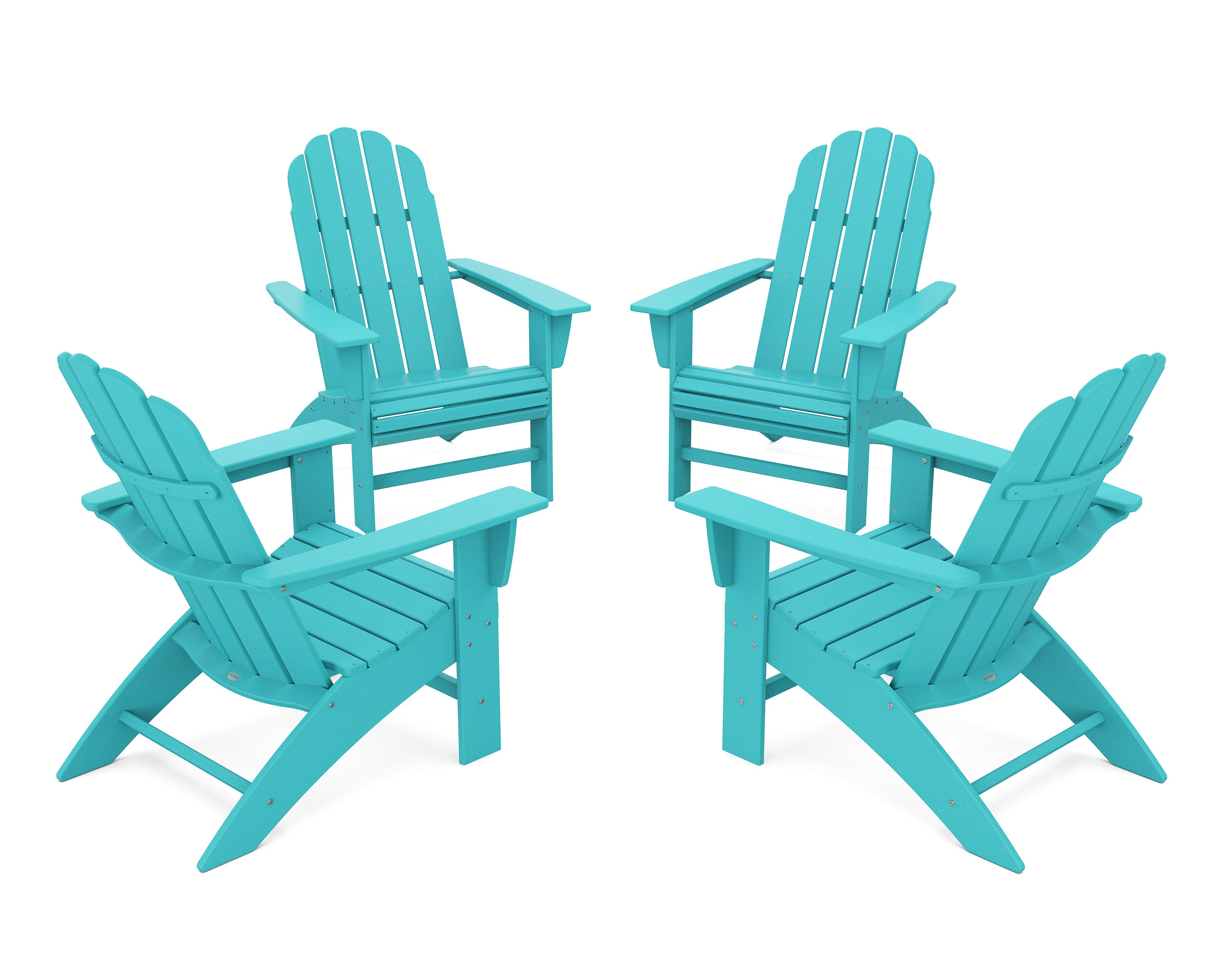 4-Piece Vineyard Curveback Adirondack Chair Conversation Set in Aruba