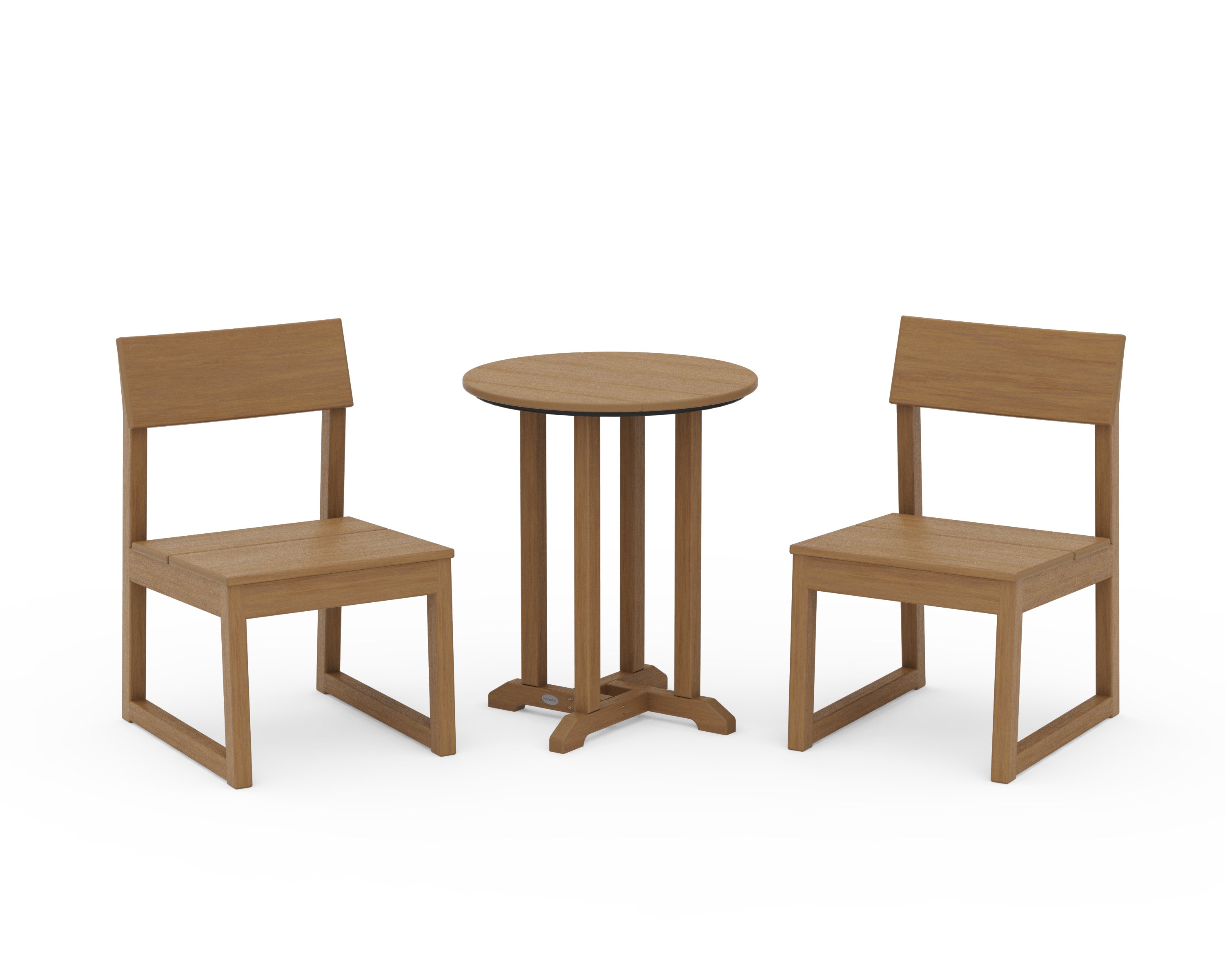 EDGE Side Chair 3-Piece Round Bistro Dining Set in Natural
